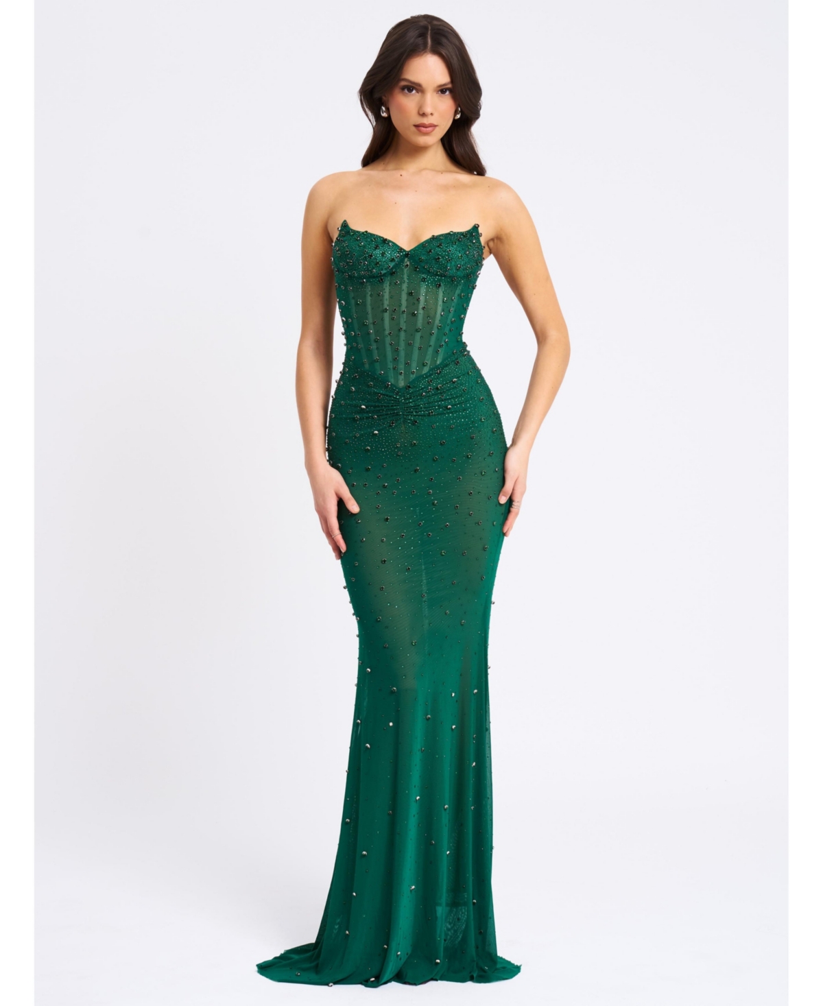 Miss Circle Women’s Fatima Green Crystal Sleeveless Corset Mermaid Maxi Dress – Green Miss Circle Women’s Fatima Green Crystal Sleeveless Corset Mermaid Maxi Dress – Green