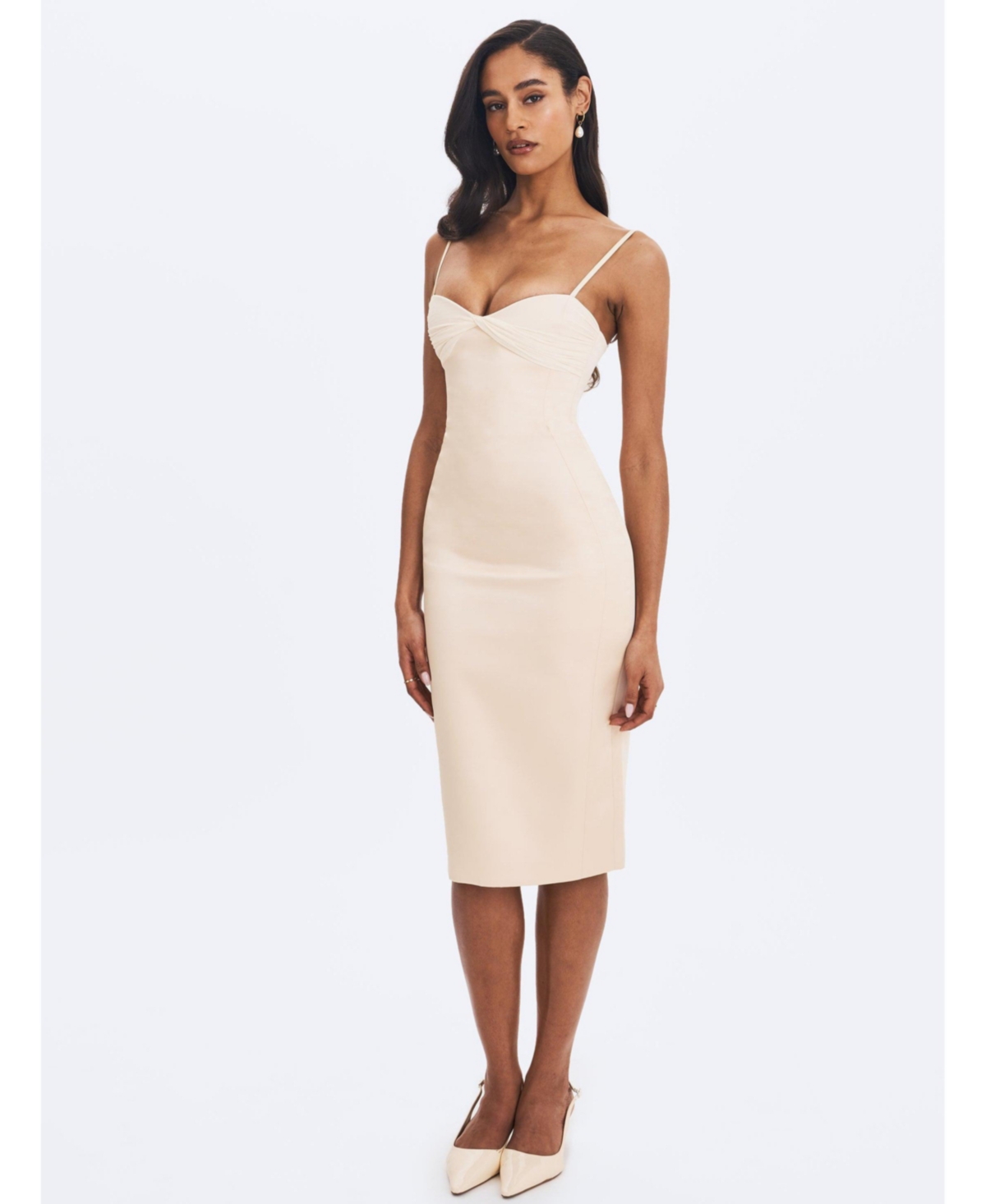 Miss Circle Women’s Gracie Butter Ruched Satin Midi Dress – Butter yellow Miss Circle Women’s Gracie Butter Ruched Satin Midi Dress – Butter yellow