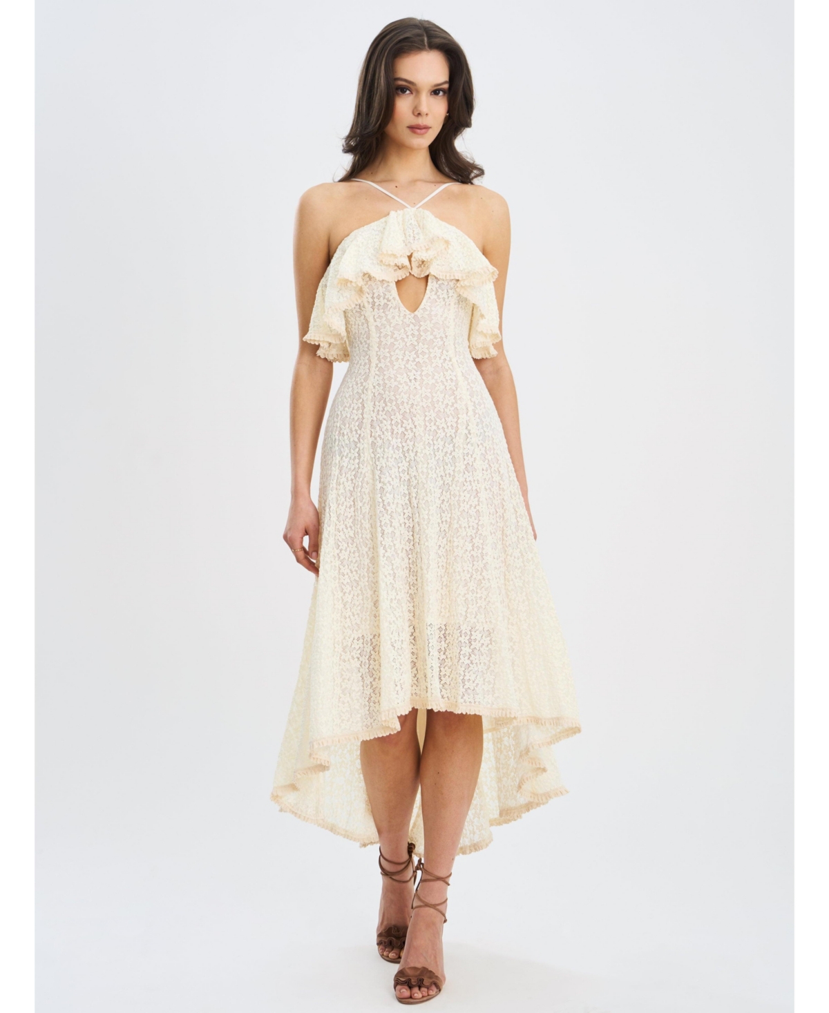 Miss Circle Women’s Idra Lace Trim Sleeveless Crochet Midi Trailing Dress – Yellow crochet Miss Circle Women’s Idra Lace Trim Sleeveless Crochet Midi Trailing Dress – Yellow crochet