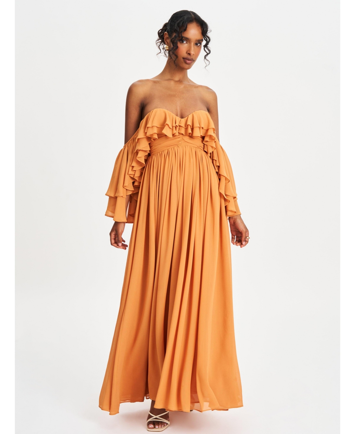 Miss Circle Women’s Kaela Brickwork Off Shoulder Chiffon Maxi Dress – Brick orange Miss Circle Women’s Kaela Brickwork Off Shoulder Chiffon Maxi Dress – Brick orange