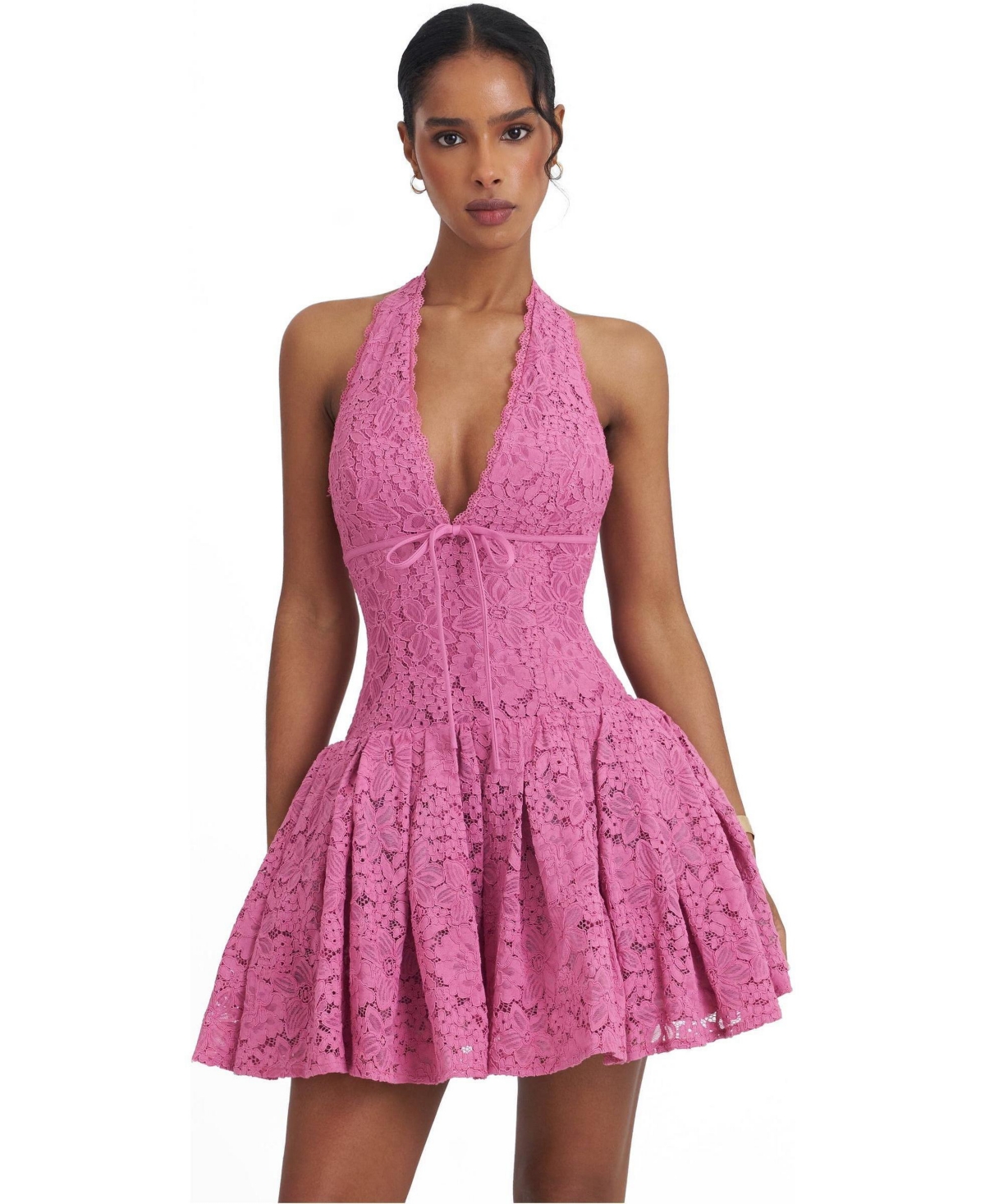 Miss Circle Women’s Karla Magenta Lace Drop Waist Halter Mini Dress – Magenta Miss Circle Women’s Karla Magenta Lace Drop Waist Halter Mini Dress – Magenta
