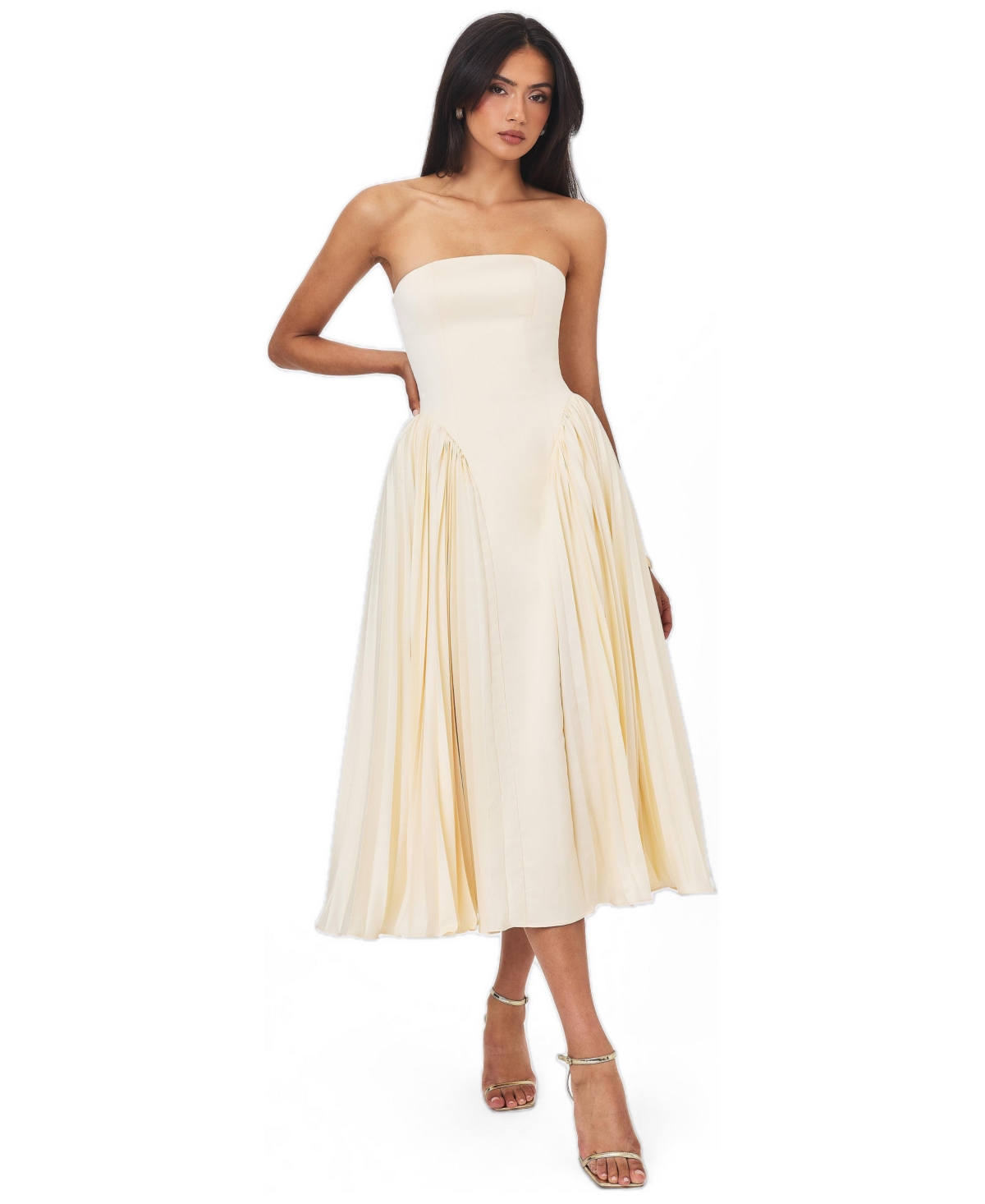 Miss Circle Women’s Marnie Butter Yellow Pleated Satin Midi Dress – Butter yellow Miss Circle Women’s Marnie Butter Yellow Pleated Satin Midi Dress – Butter yellow