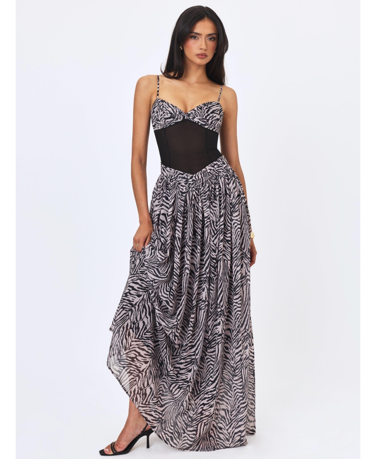 Miss Circle Women’s Onora Zebra Print Chiffon Dipped Waist Maxi Dress – Zebra print Miss Circle Women’s Onora Zebra Print Chiffon Dipped Waist Maxi Dress – Zebra print