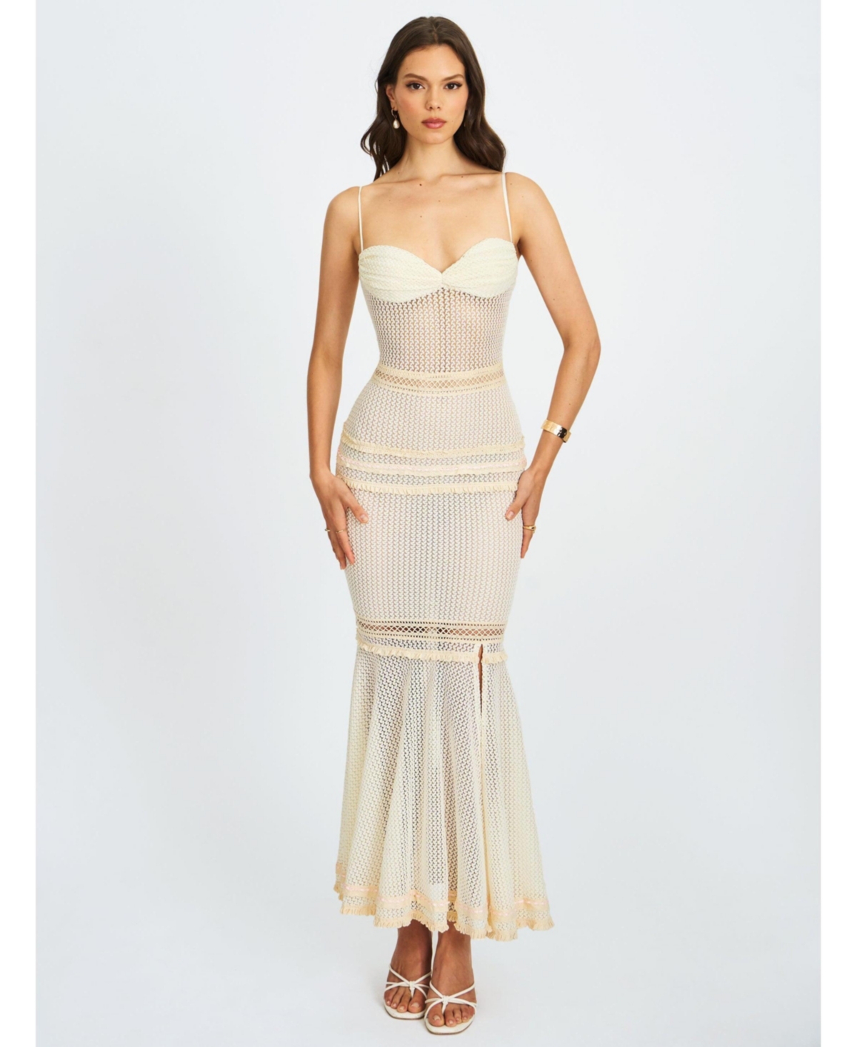 Miss Circle Women’s Pallas Beige Lace Trim Crochet Mermaid Maxi Dress – Beige Miss Circle Women’s Pallas Beige Lace Trim Crochet Mermaid Maxi Dress – Beige