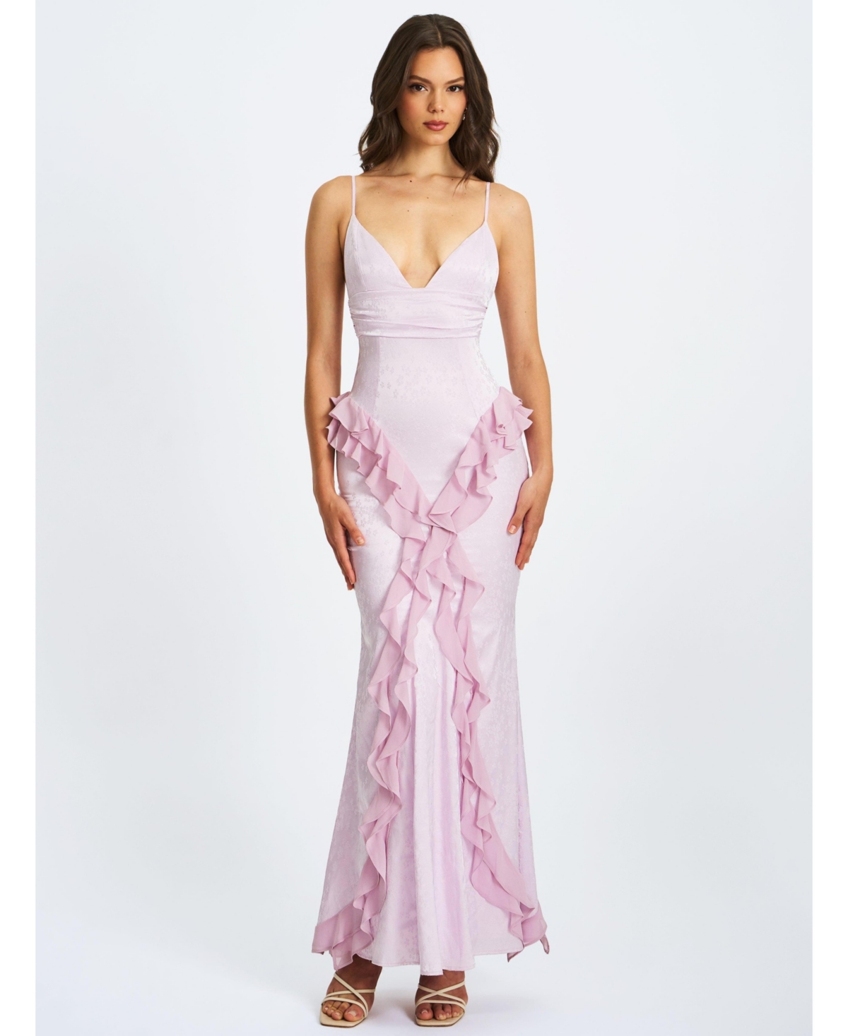 Miss Circle Women’s Paolina Taro Pink Jacquard Ruffle Mermaid Maxi Dress – Pink Miss Circle Women’s Paolina Taro Pink Jacquard Ruffle Mermaid Maxi Dress – Pink