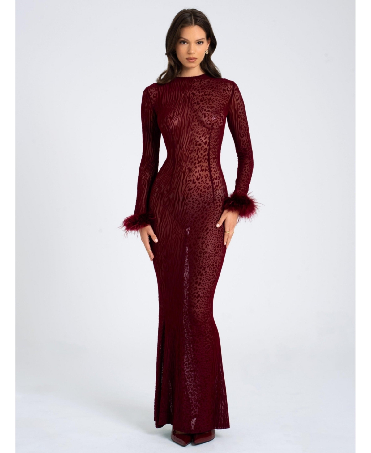 Miss Circle Women’s Patricia Burgundy Leopard Burnout Velvet Mesh Backless Maxi Dress – Burgundy Miss Circle Women’s Patricia Burgundy Leopard Burnout Velvet Mesh Backless Maxi Dress – Burgundy