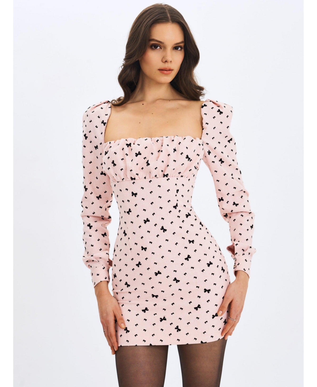 Miss Circle Women’s Perla Baby ruched Bust Velvet-Embossed Bow Mini Dress – Pink Miss Circle Women’s Perla Baby ruched Bust Velvet-Embossed Bow Mini Dress – Pink