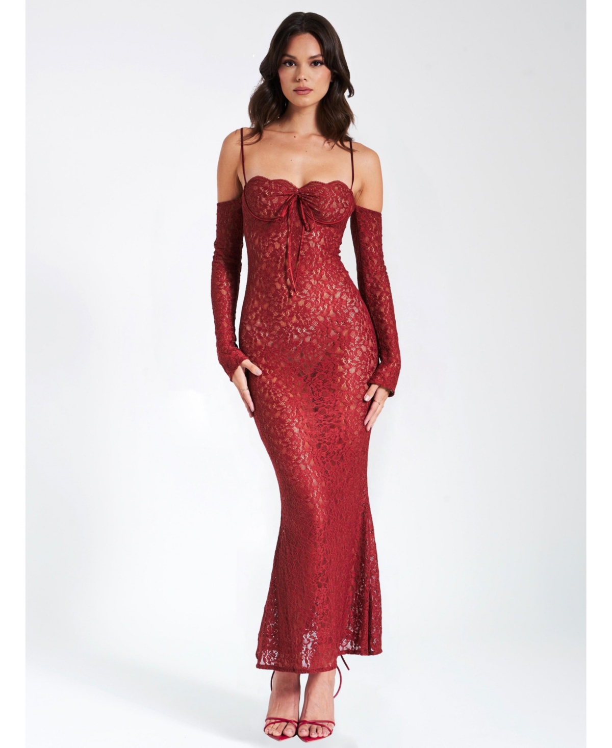Miss Circle Women’s Udaya Burgundy Lace Long Sleeve Maxi Dress – Burgundy Miss Circle Women’s Udaya Burgundy Lace Long Sleeve Maxi Dress – Burgundy