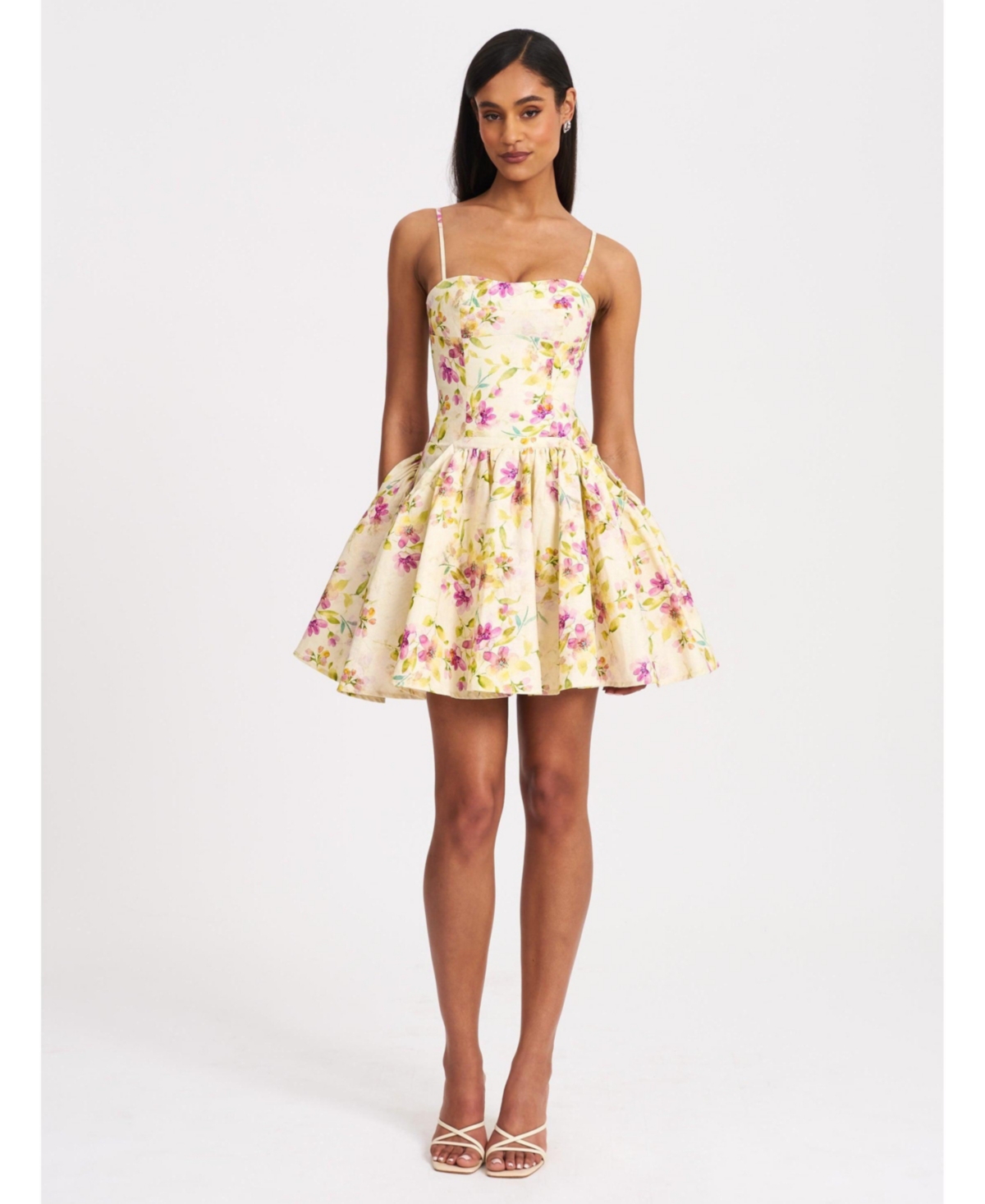 Miss Circle Women’s Valda Yellow and Pink Print Linen Mini Dress with Pockets – Yellow floral Miss Circle Women’s Valda Yellow and Pink Print Linen Mini Dress with Pockets – Yellow floral