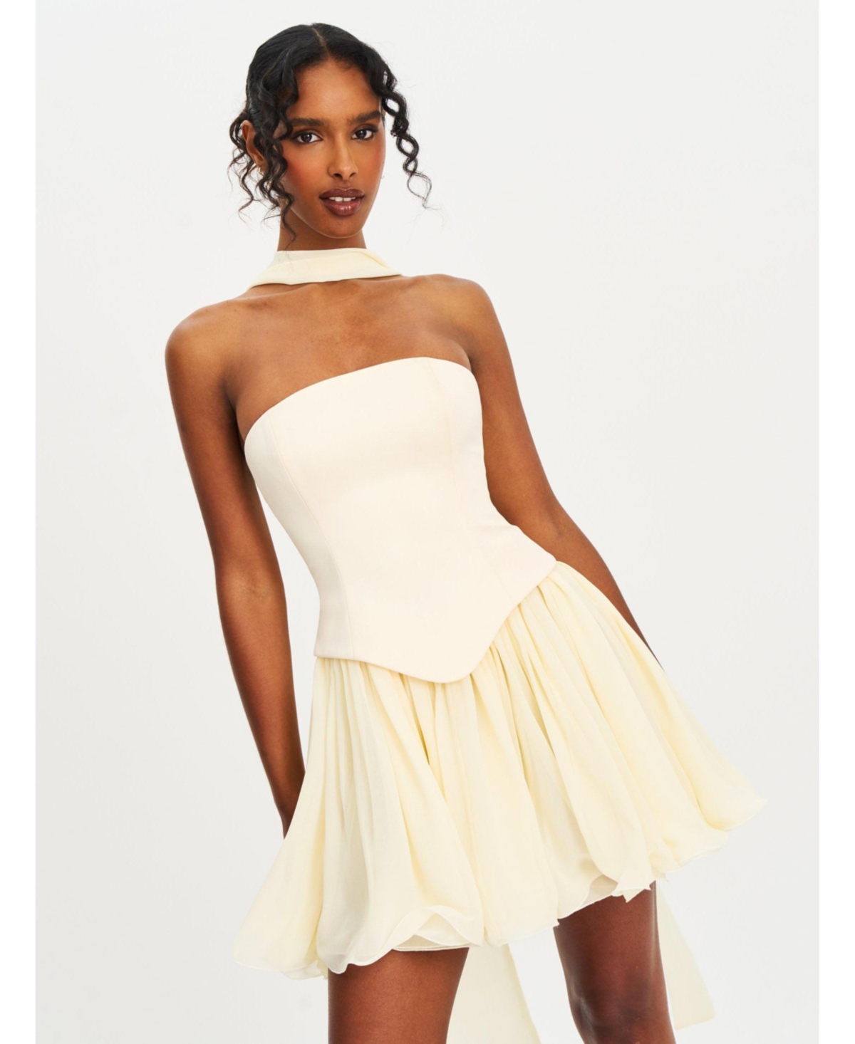 Miss Circle Women’s Valentina Butter Yellow Boned Curve Edge Peplum Mini Dress – Yellow Miss Circle Women’s Valentina Butter Yellow Boned Curve Edge Peplum Mini Dress – Yellow