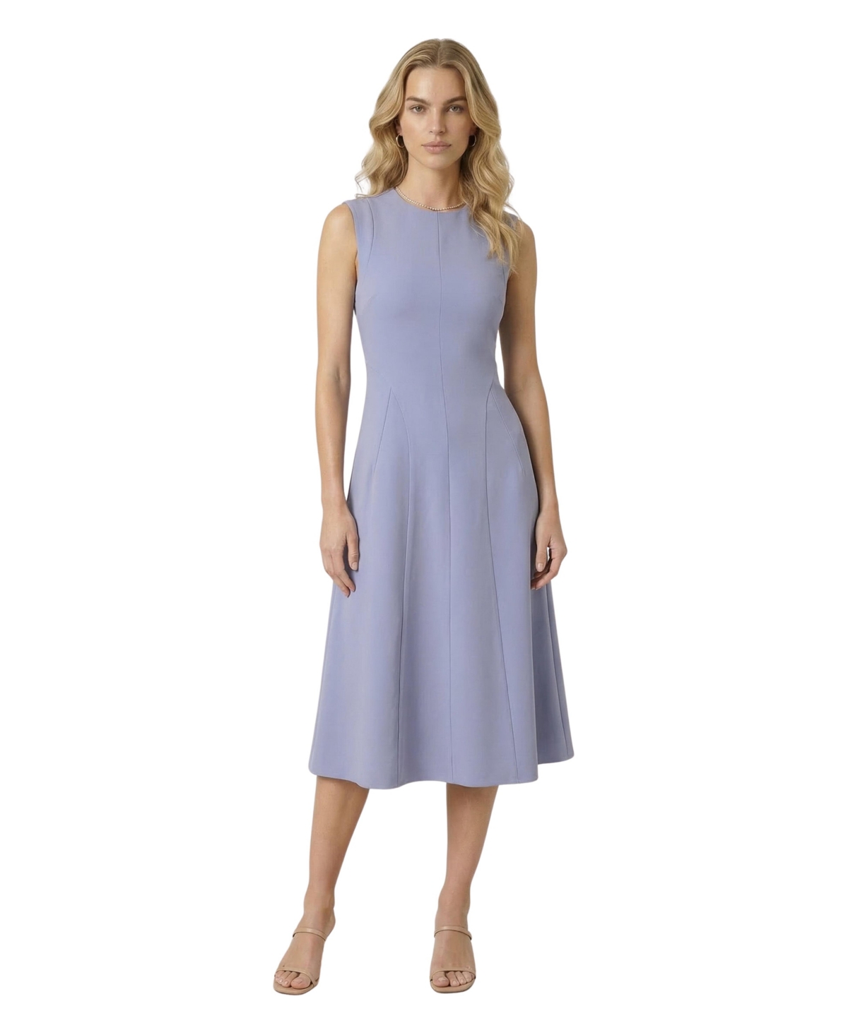 Modenaire Women’s Sleeveless Structured Seaming Midi Dress – Lavender Modenaire Women’s Sleeveless Structured Seaming Midi Dress – Lavender