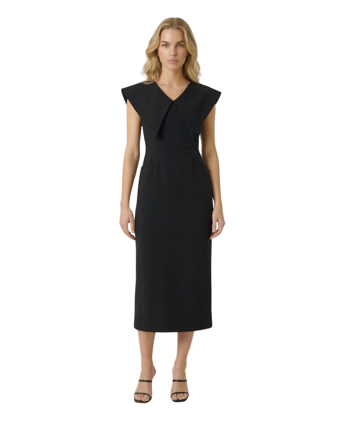 Modenaire Women’s Wide Collar Midi Sheath Dress – Black Modenaire Women’s Wide Collar Midi Sheath Dress – Black