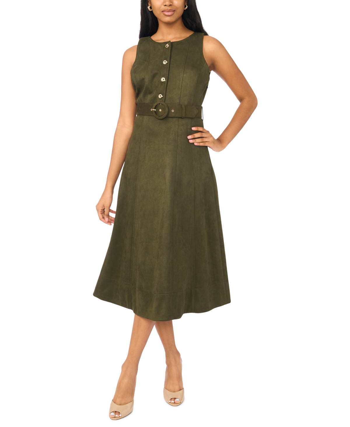 Msk Women’s A-Line V-Neck Midi Dress – Evening Forest Msk Women’s A-Line V-Neck Midi Dress – Evening Forest