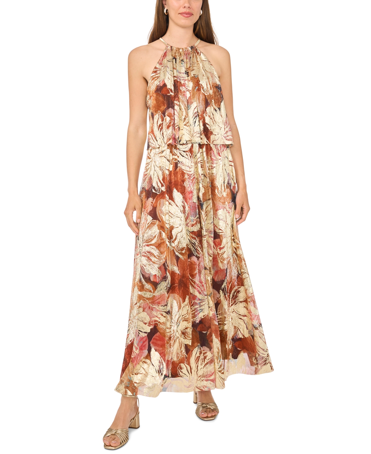 Msk Women’s Printed Maxi Dress – Multi/Gold