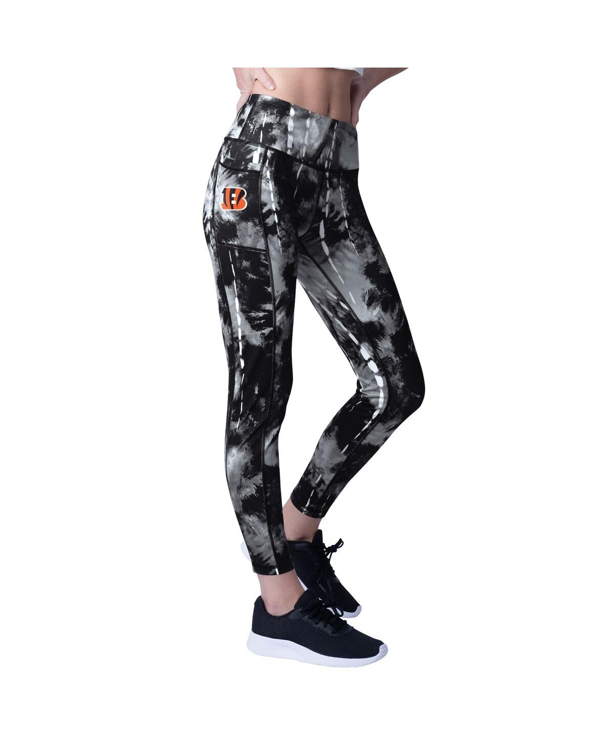 Msx by Michael Strahan Women’s Black Cincinnati Bengals Serena Tie-Dye Leggings – Black