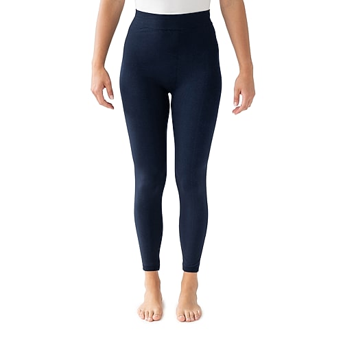 Muk Luks Fleece Lined Womens Comfort Waistband Full Length Leggings, Large-x-large, Blue