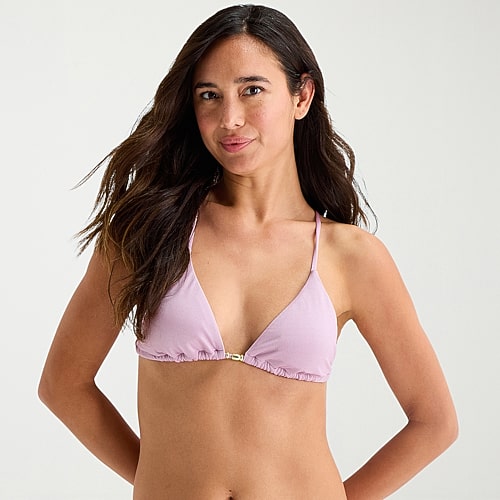 Mynah Adjustable Straps Triangle Bikini Swimsuit Top, Medium, Purple Mynah Adjustable Straps Triangle Bikini Swimsuit Top, Medium, Purple