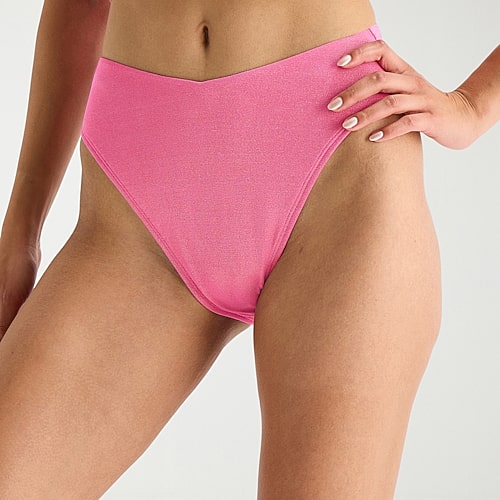Mynah Womens Lined Moderate Coverage Bikini Swimsuit Bottom, Large, Pink