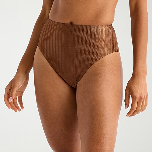 Mynah Womens Lined Moderate Coverage High Waist Bikini Swimsuit Bottom, Xx-large, Brown