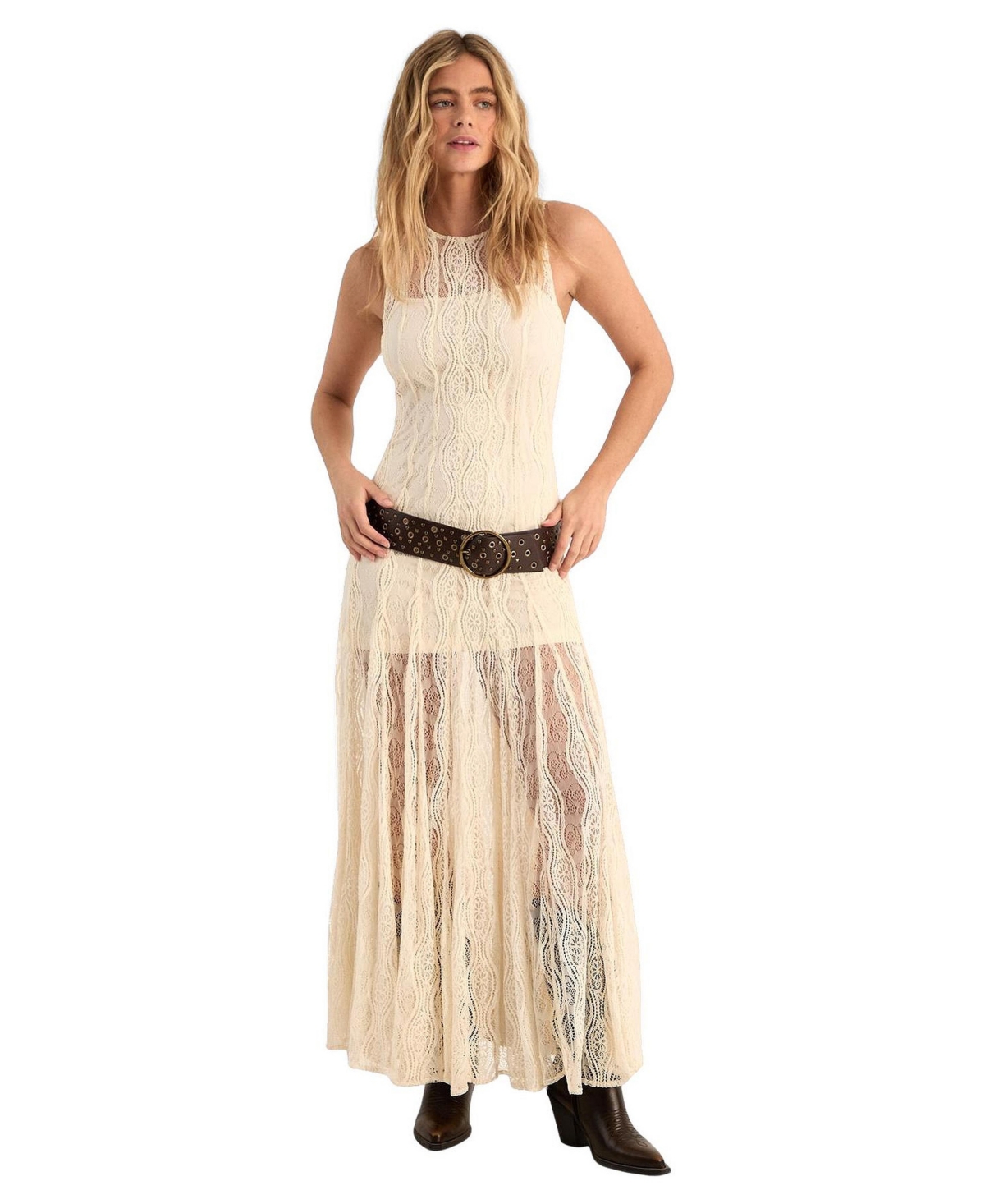 Nasty Gal Women’s High Neck Lace Godet Hem Maxi Dress – Cream Nasty Gal Women’s High Neck Lace Godet Hem Maxi Dress – Cream
