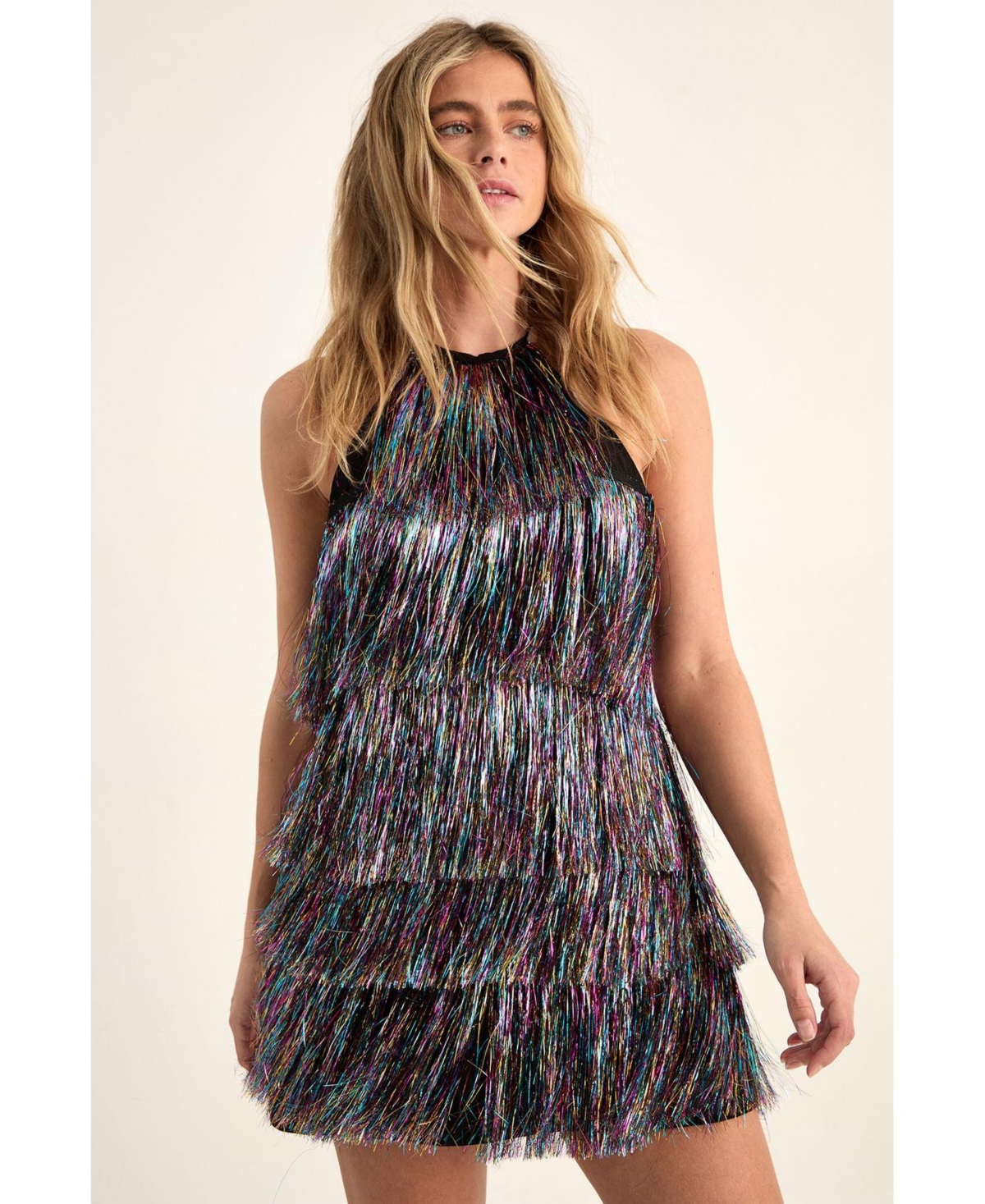 Nasty Gal Women’s Tinsel Halter Neck Tiered Mini Dress – Multi Nasty Gal Women’s Tinsel Halter Neck Tiered Mini Dress – Multi