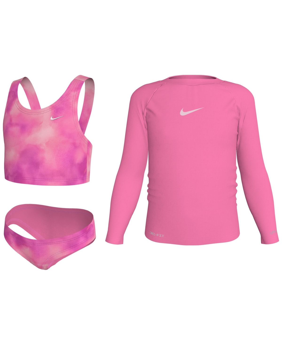 Nike Girls 4-6X Long-Sleeve Hydroguard, Top and Bottom Swimsuit, 3-Piece Set – Pink Glow Nike Girls 4-6X Long-Sleeve Hydroguard, Top and Bottom Swimsuit, 3-Piece Set – Pink Glow