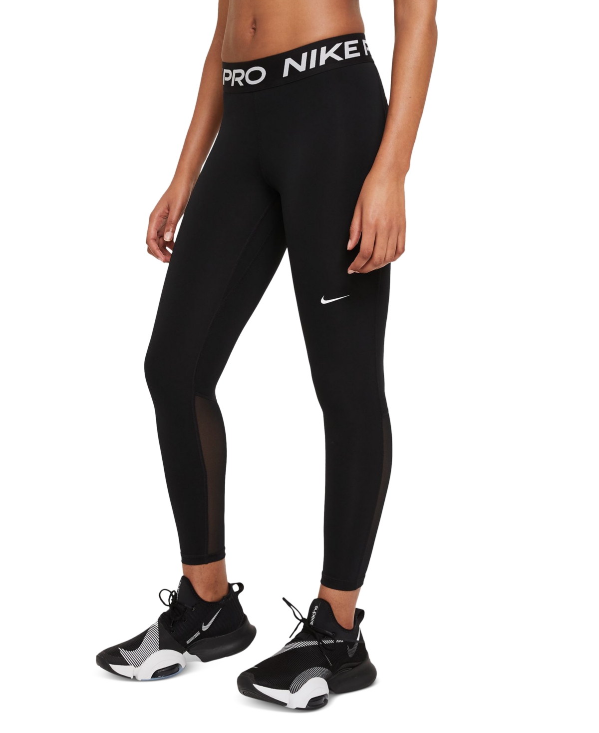 Nike Pro Women’s Mid-Rise Mesh-Paneled Leggings – Black Nike Pro Women’s Mid-Rise Mesh-Paneled Leggings – Black