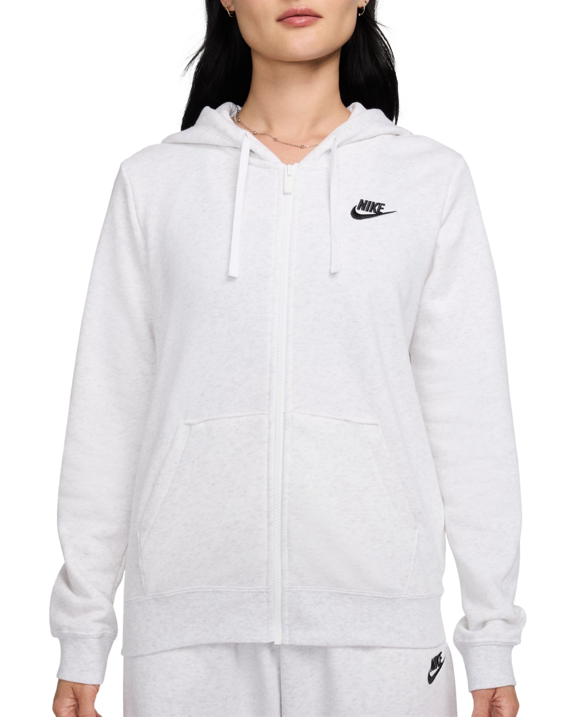 Nike Women’s Sportswear Club Fleece Full-Zip Hoodie – Birch Heather/Black Nike Women’s Sportswear Club Fleece Full-Zip Hoodie – Birch Heather/Black