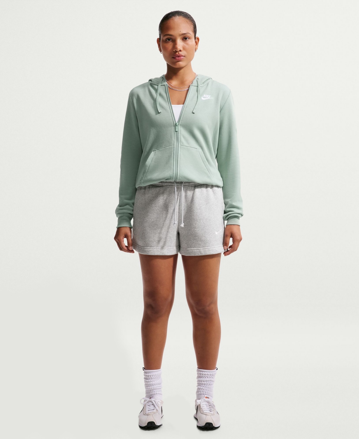 Nike Women’s Sportswear Club Fleece Full-Zip Hoodie – Steam/white Nike Women’s Sportswear Club Fleece Full-Zip Hoodie – Steam/white