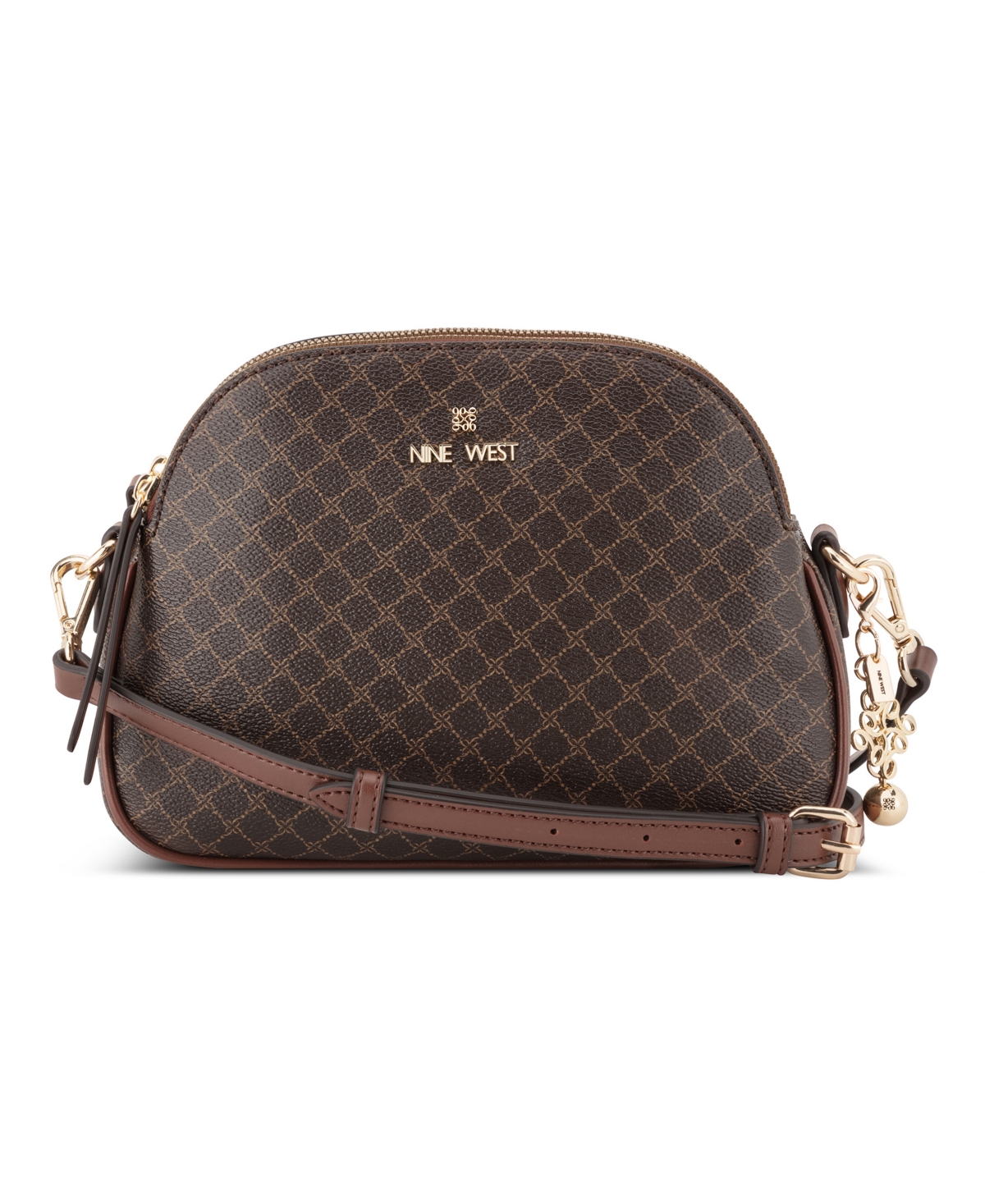Nine West Calianna Dome Small Crossbody Handbag – Brown Logo/Mahogany Nine West Calianna Dome Small Crossbody Handbag – Brown Logo/Mahogany