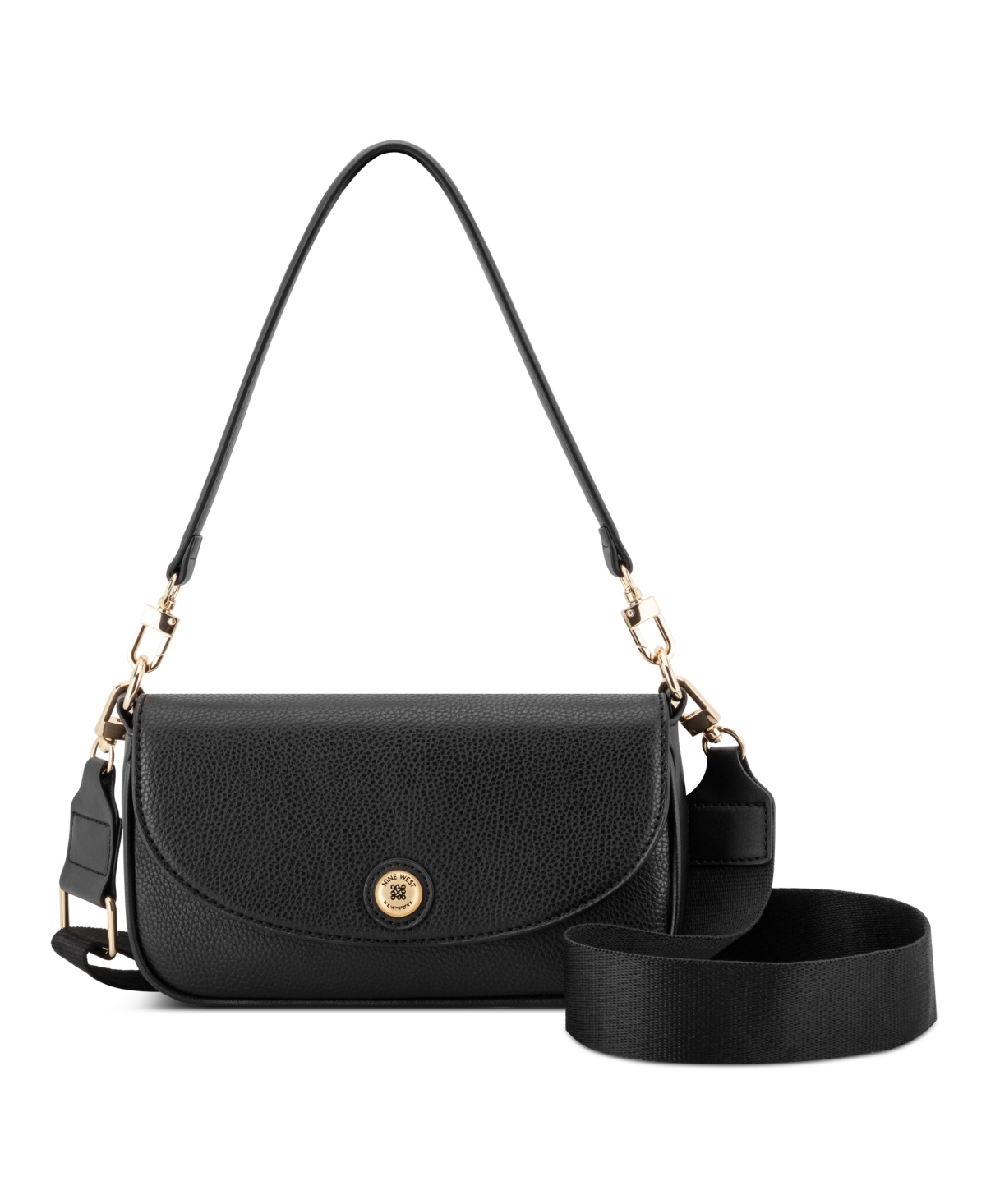 Nine West Women’s Rigina Flap Shoulder Crossbody Bag – Black