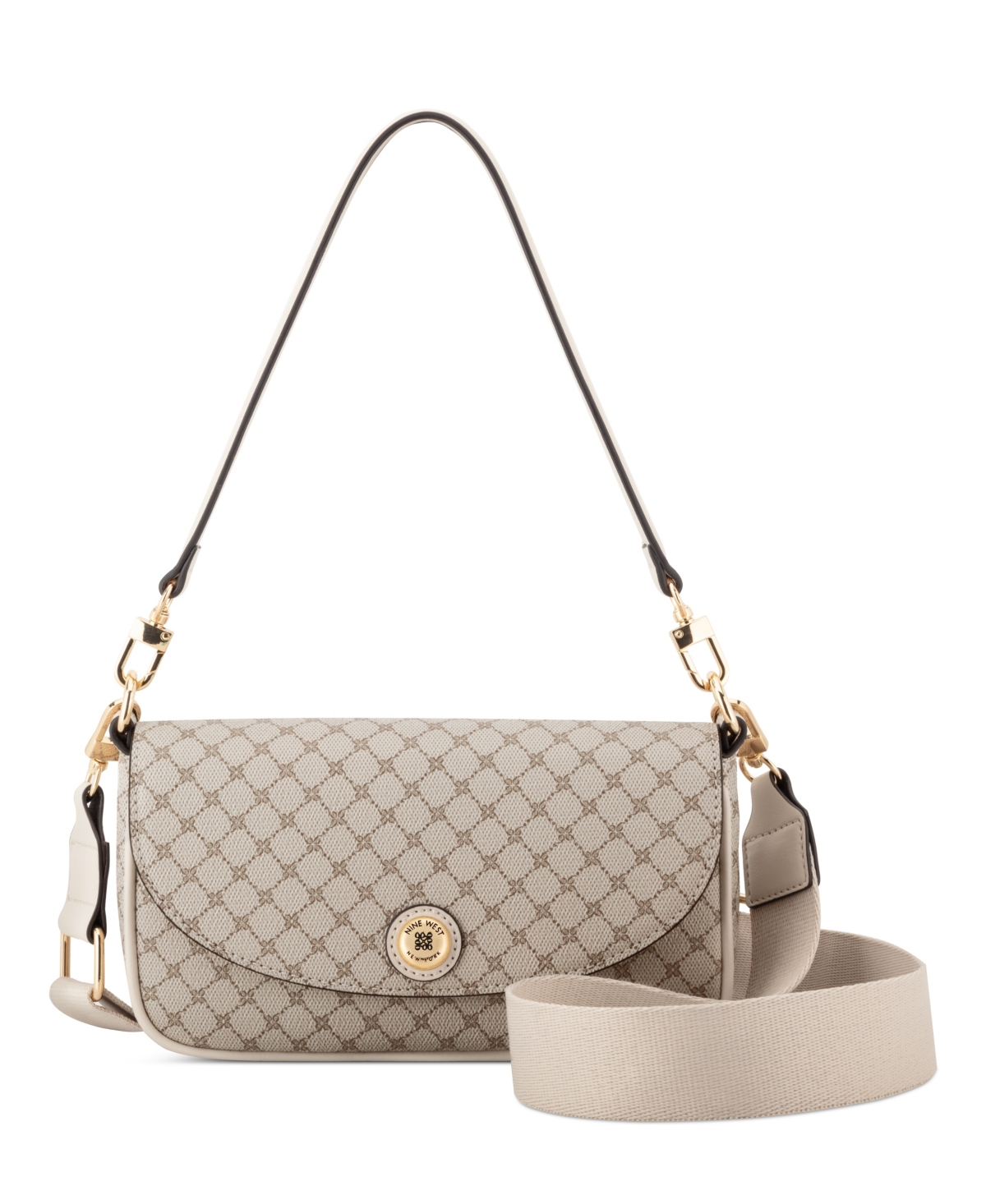 Nine West Women’s Rigina Flap Shoulder Crossbody Bag – Mushroom Logo Milk Nine West Women’s Rigina Flap Shoulder Crossbody Bag – Mushroom Logo Milk