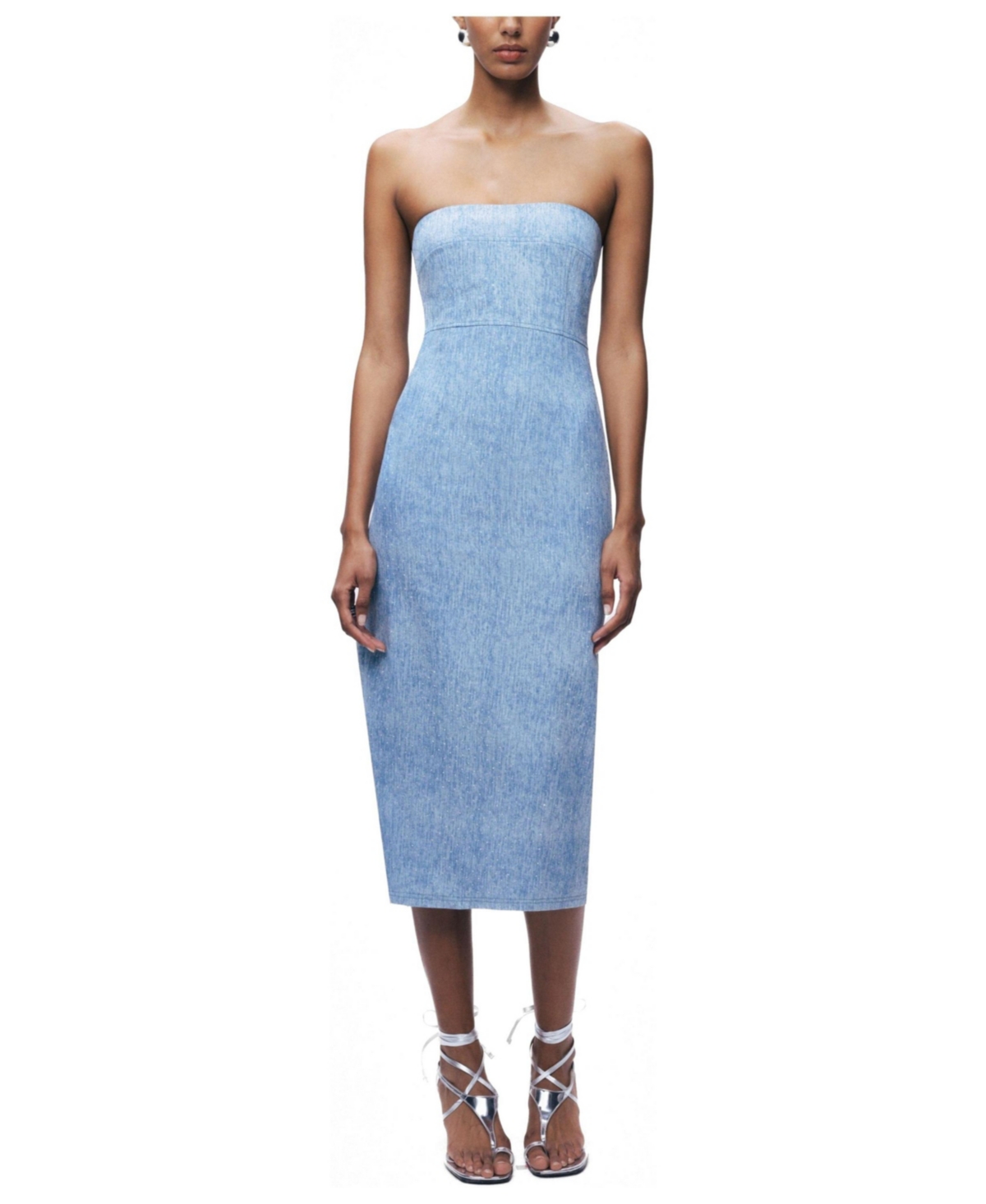 Nocturne Women’s Denim Strapless Midi Dress – Blue Nocturne Women’s Denim Strapless Midi Dress – Blue