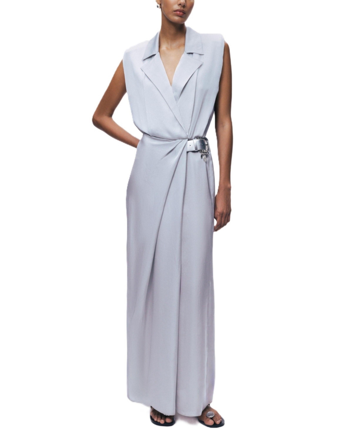 Nocturne Women’s Embellished Belt-Detail Maxi Dress – Grey Nocturne Women’s Embellished Belt-Detail Maxi Dress – Grey