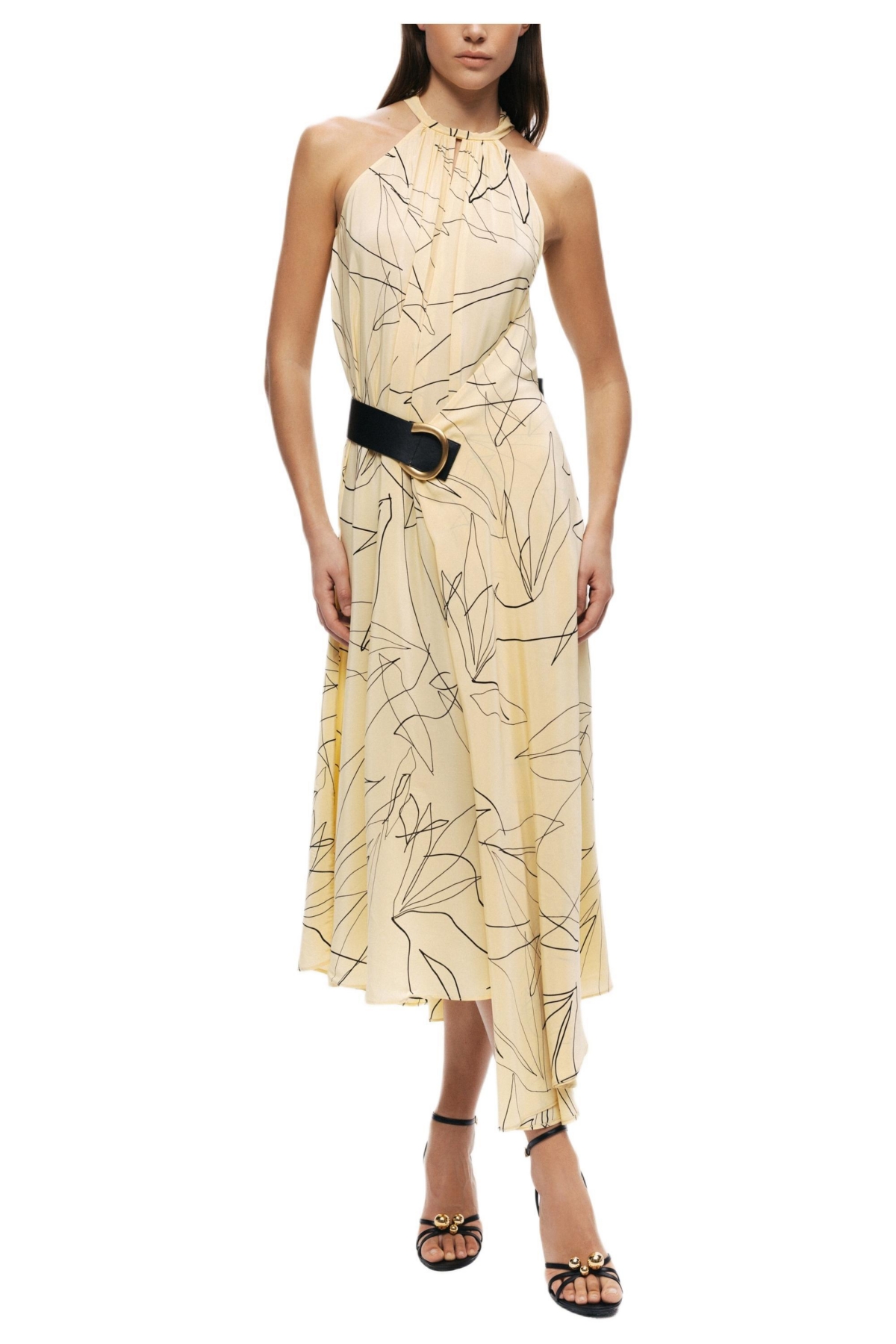 Nocturne Women’s Printed Halter Midi Dress – Multi-colored