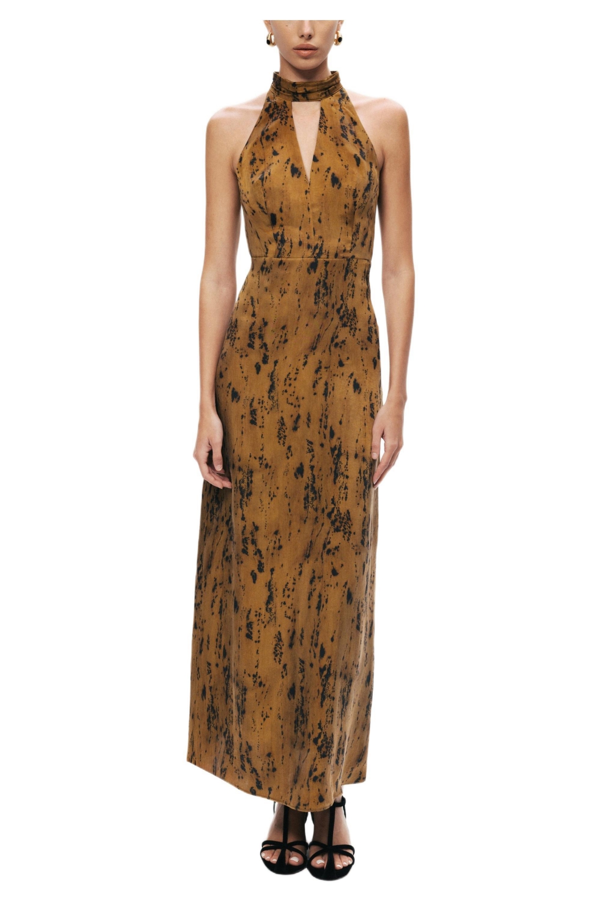 Nocturne Women’s Printed Halter-Neck Maxi Dress – Multi-colored