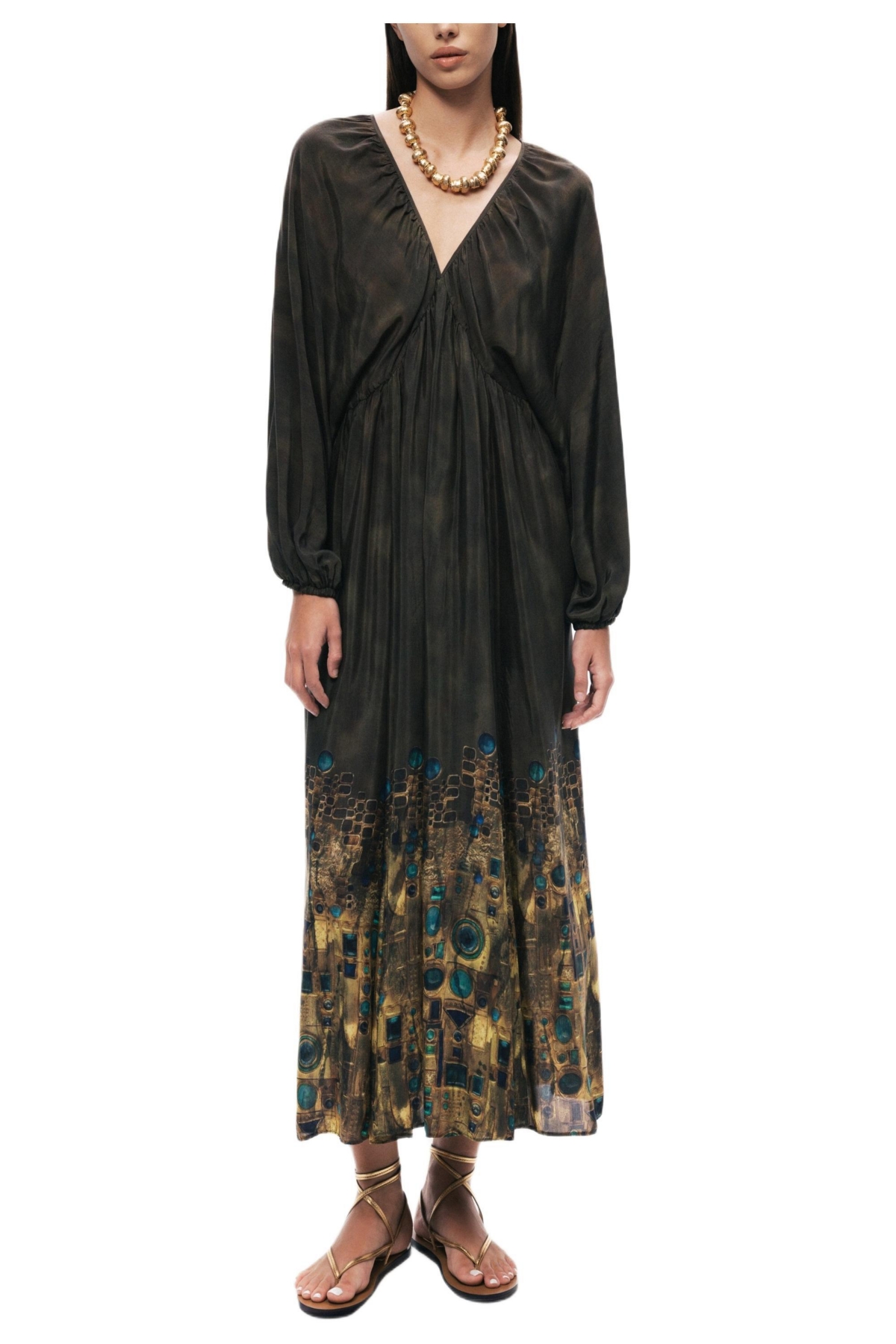 Nocturne Women’s Printed Long Sleeve Maxi Dress – Multi-colored Nocturne Women’s Printed Long Sleeve Maxi Dress – Multi-colored