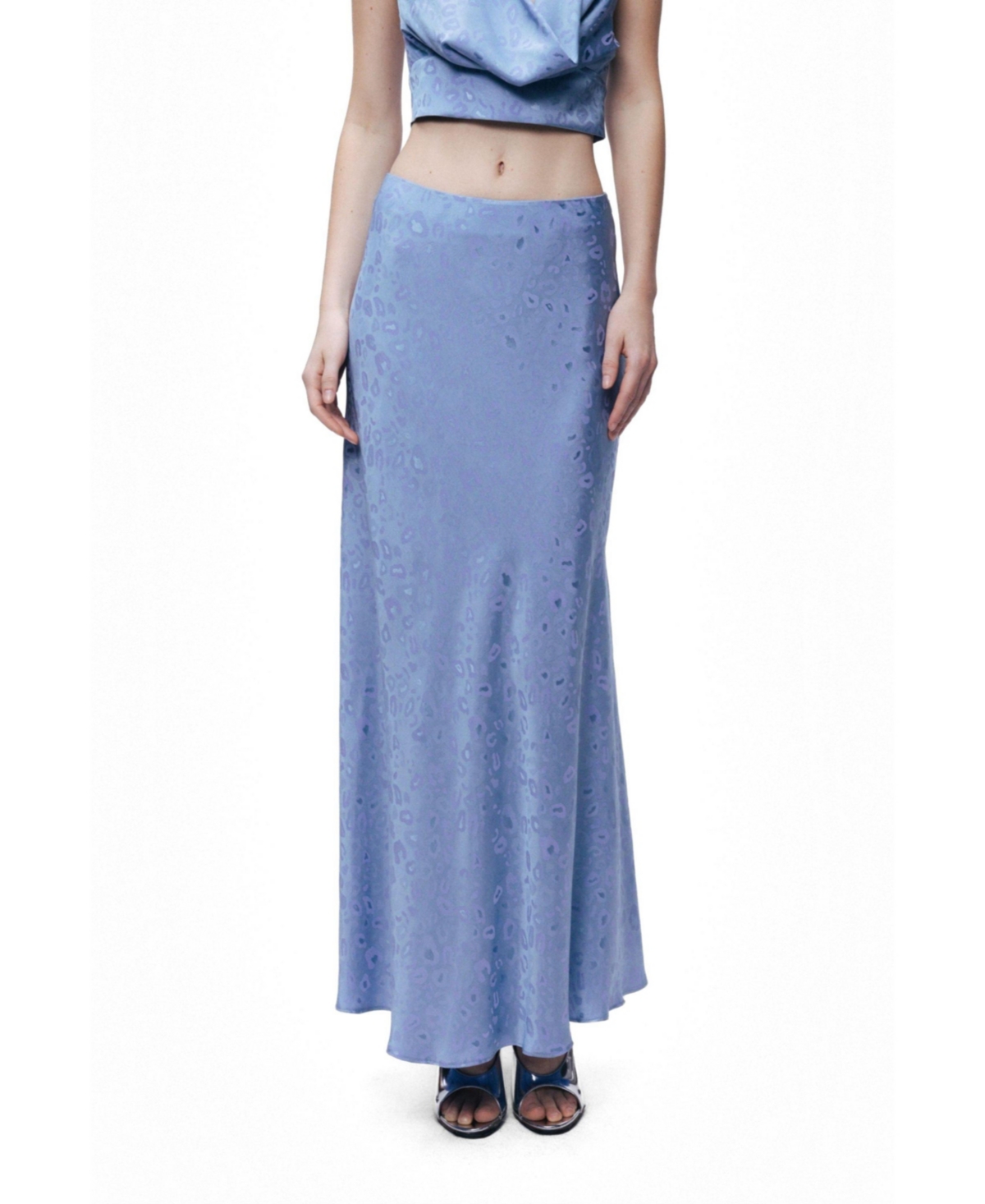 Nocturne Women’s Printed Midi Flare Skirt – Blue Nocturne Women’s Printed Midi Flare Skirt – Blue