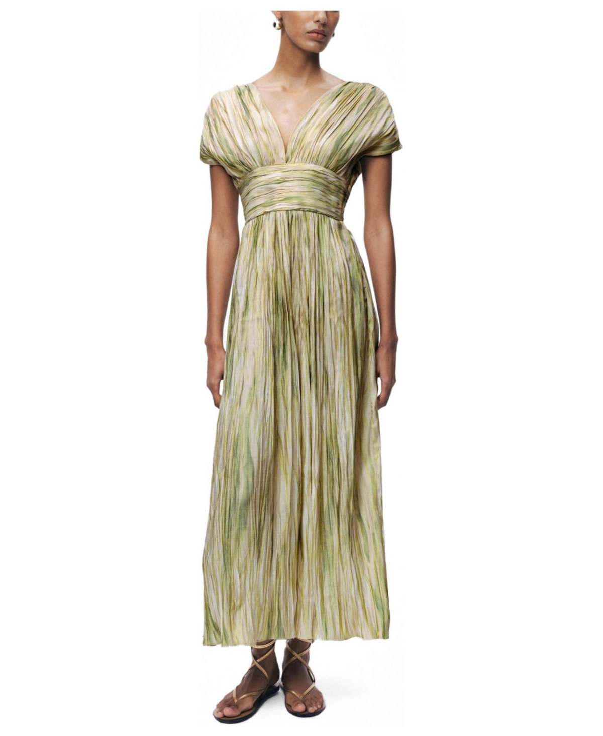 Nocturne Women’s Printed V-Neck Midi Dress – Multi-colred Nocturne Women’s Printed V-Neck Midi Dress – Multi-colred
