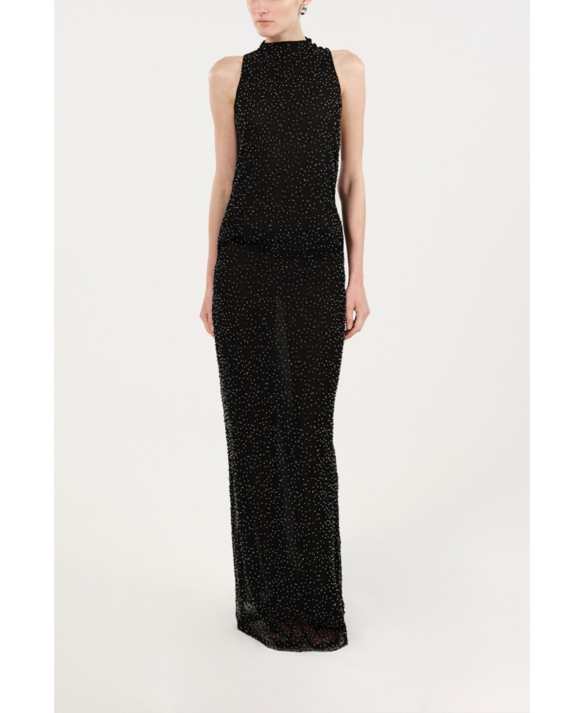 Nocturne Women’s Stone-Embellished Maxi Dress – Black Nocturne Women’s Stone-Embellished Maxi Dress – Black