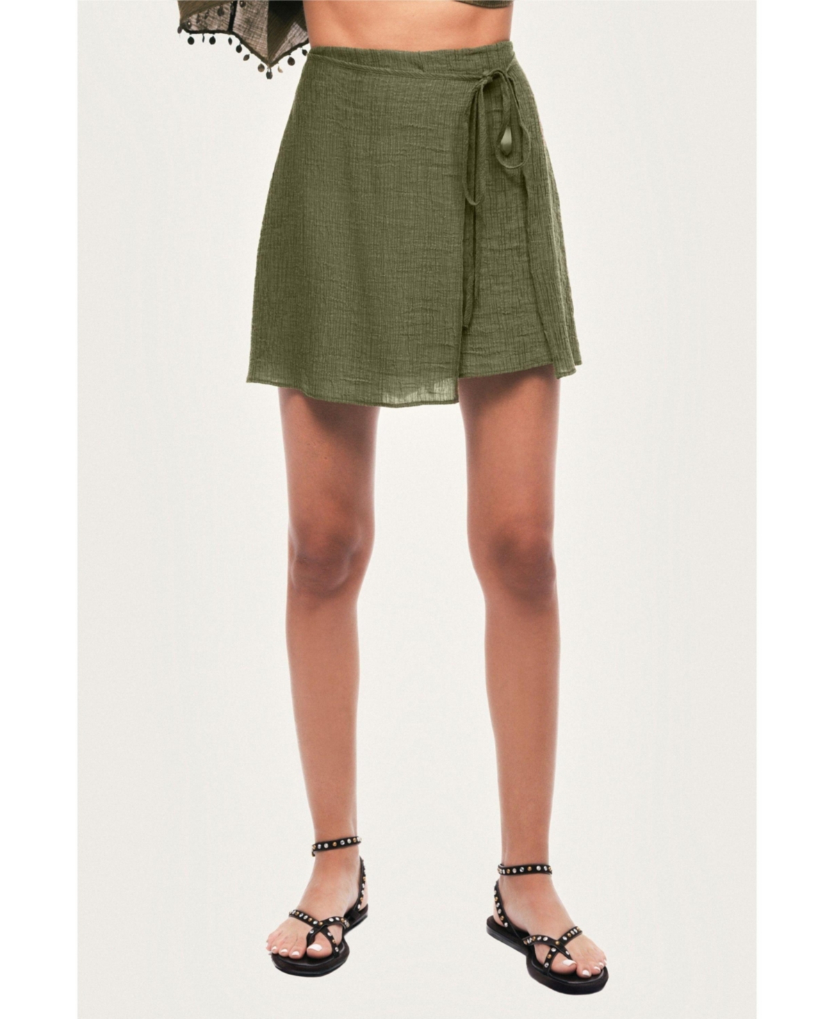 Nocturne Women’s Wrap Mini Skirt – Khaki Nocturne Women’s Wrap Mini Skirt – Khaki