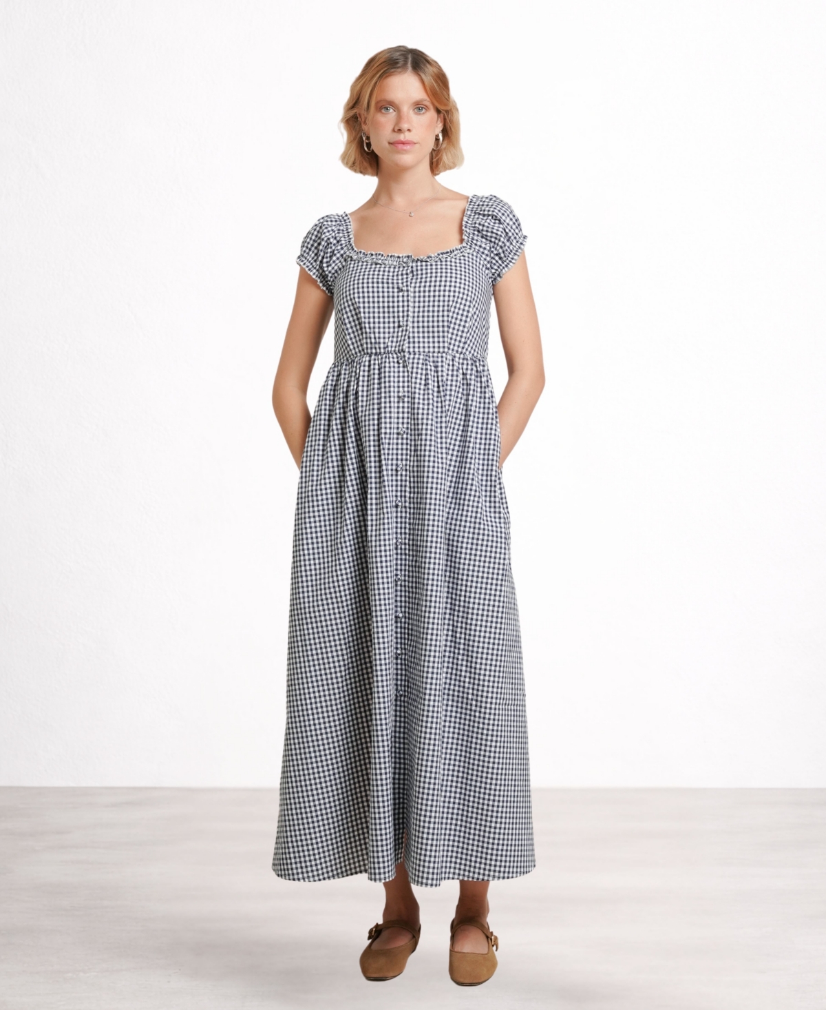 Nom Maternity Women’s Nom Lily Dress – White Navy Gingham