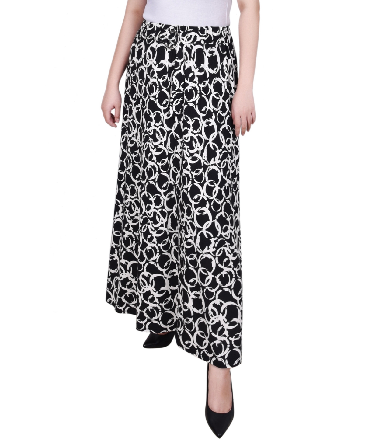 Ny Collection Petite Ring Midi-Length Skirt – Blk Wht Ci Ny Collection Petite Ring Midi-Length Skirt – Blk Wht Ci