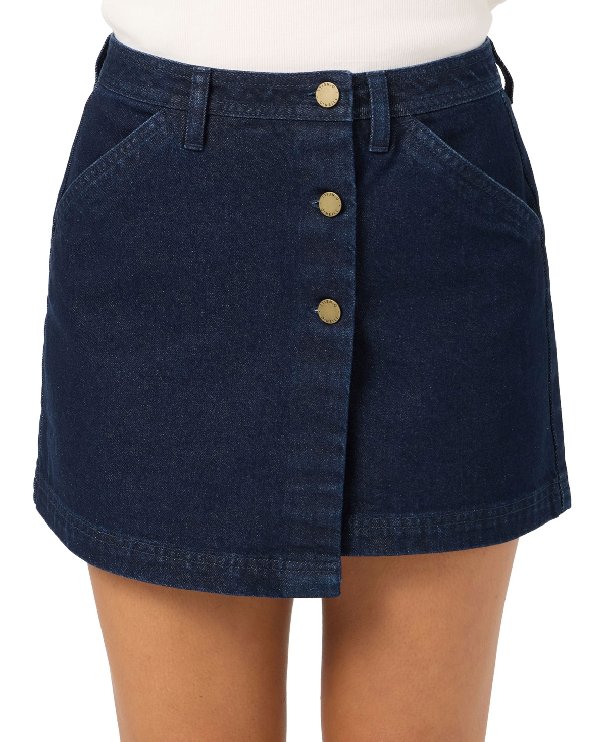O’Neill Women’s Originals Low-Rise Wrap-Front Denim Mini Skirt – Dark Indigo Wash O’Neill Women’s Originals Low-Rise Wrap-Front Denim Mini Skirt – Dark Indigo Wash