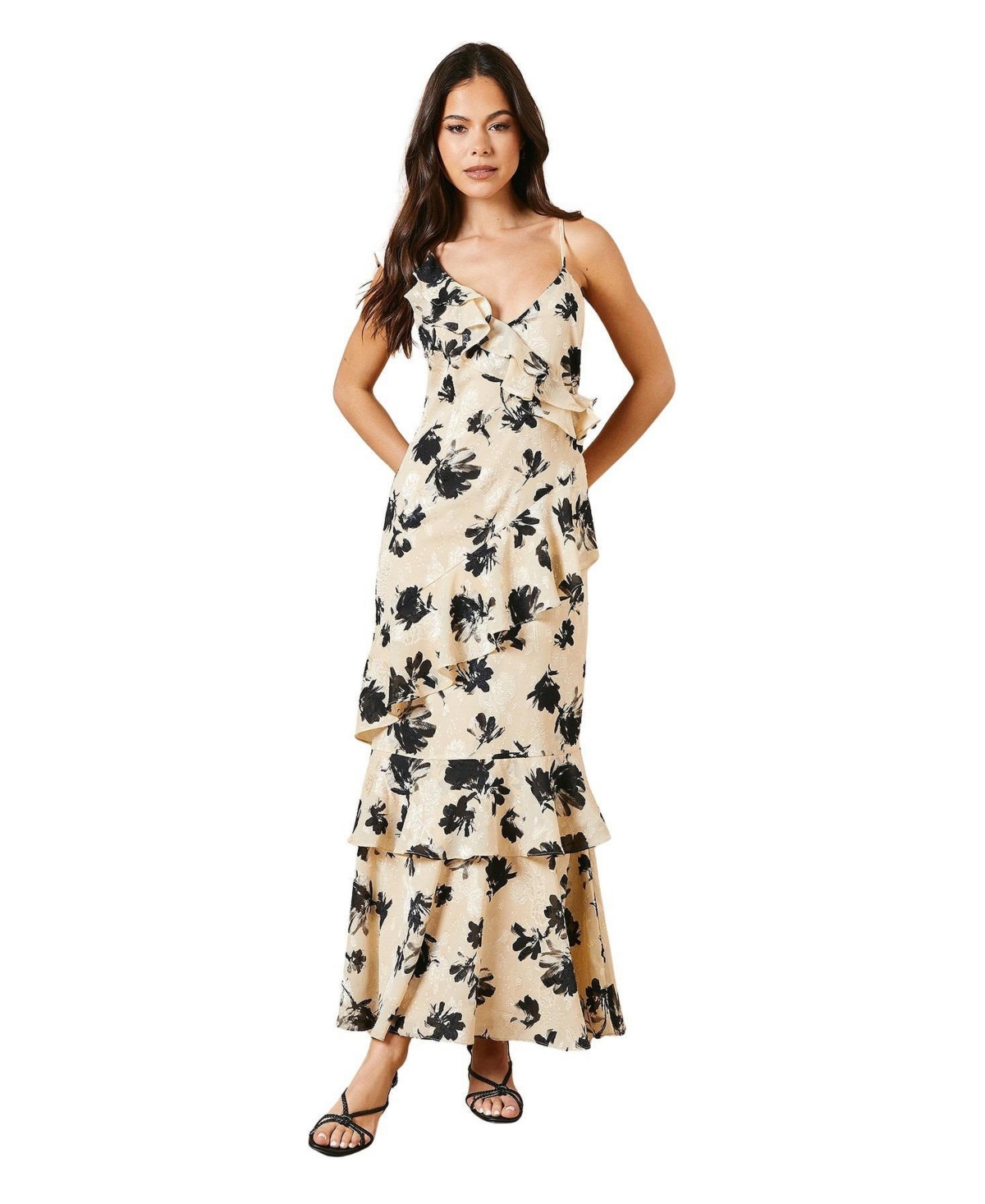Oasis Women’s Asymmetric Tiered Midi Dress – Ivory Oasis Women’s Asymmetric Tiered Midi Dress – Ivory