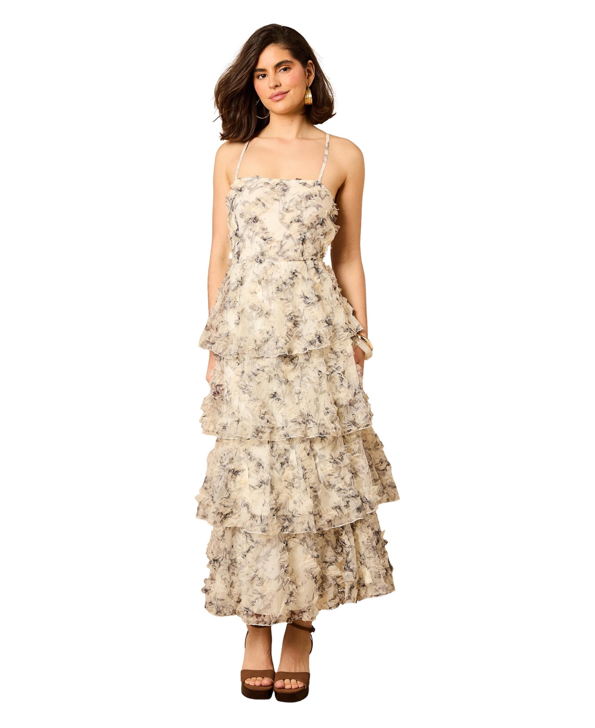 Oasis Women’s Floral Textured Strappy Midaxi Dress – Mono Oasis Women’s Floral Textured Strappy Midaxi Dress – Mono