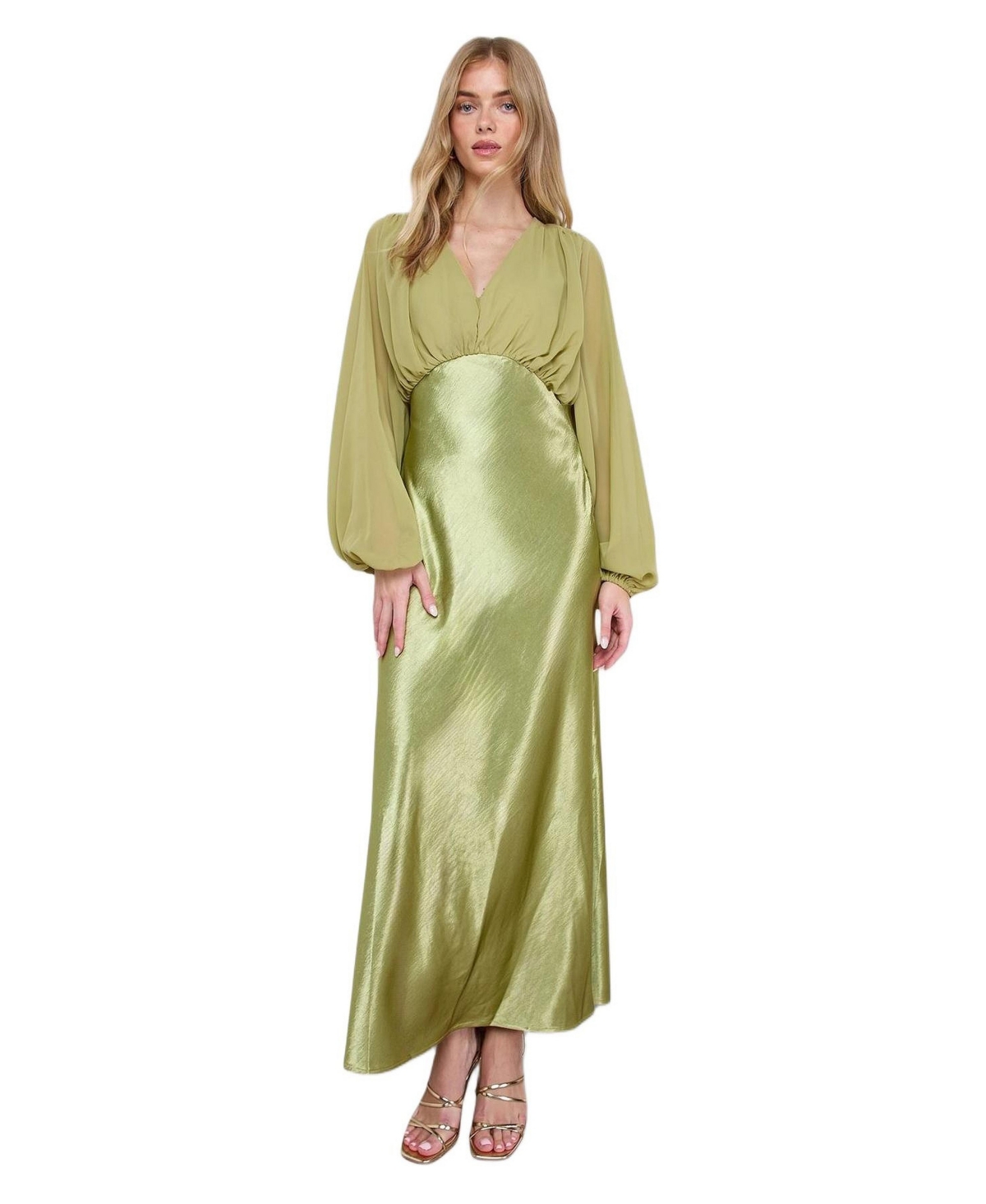 Oasis Women’s Satin Chiffon Mix V Neck Midaxi Dress – Olive Oasis Women’s Satin Chiffon Mix V Neck Midaxi Dress – Olive