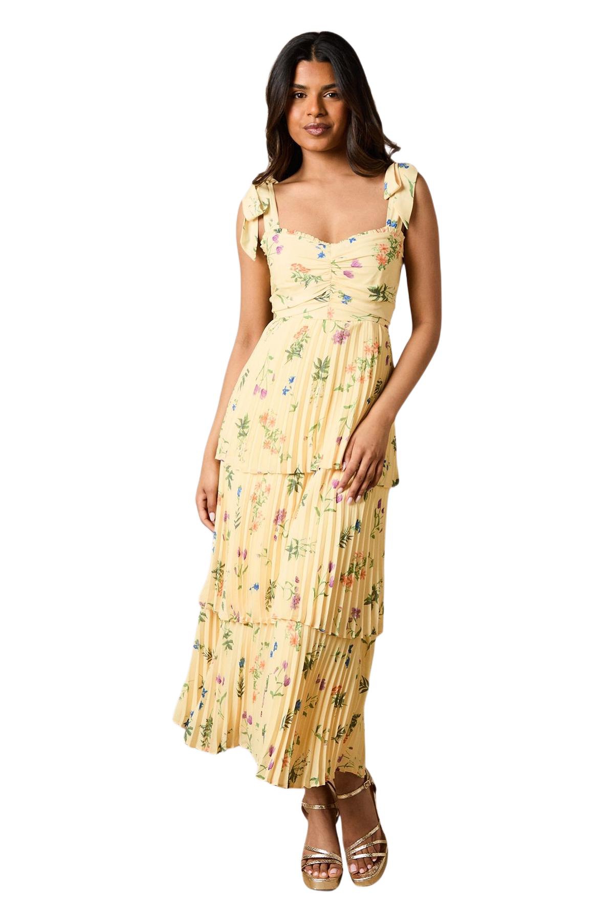 Oasis Women’s Tie Shoulder Midi Dress – Lemon Oasis Women’s Tie Shoulder Midi Dress – Lemon