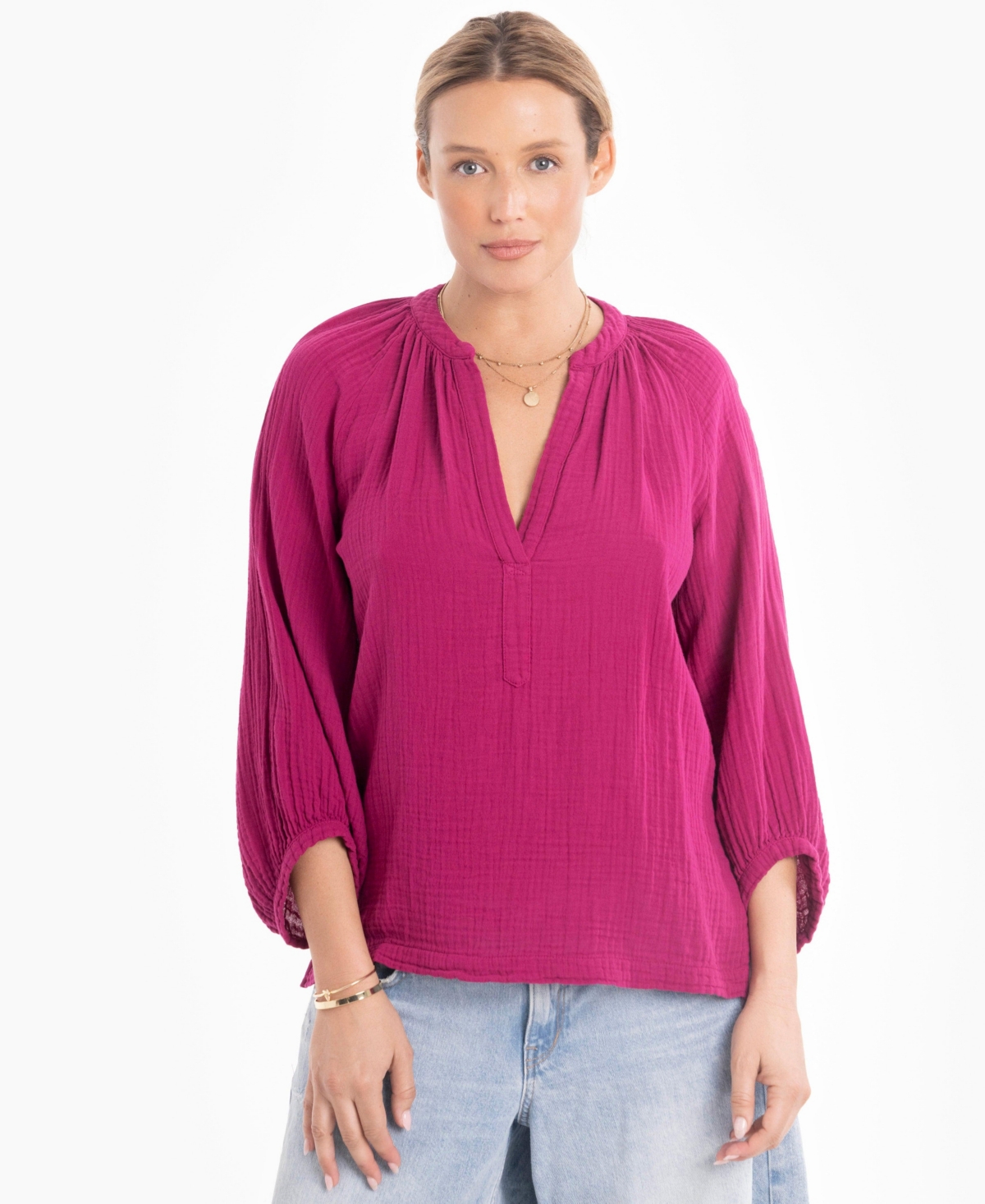 Ocean+Main Women’s Ocean+Main Fuchsia Gauze Top – Fuchsia Ocean+Main Women’s Ocean+Main Fuchsia Gauze Top – Fuchsia