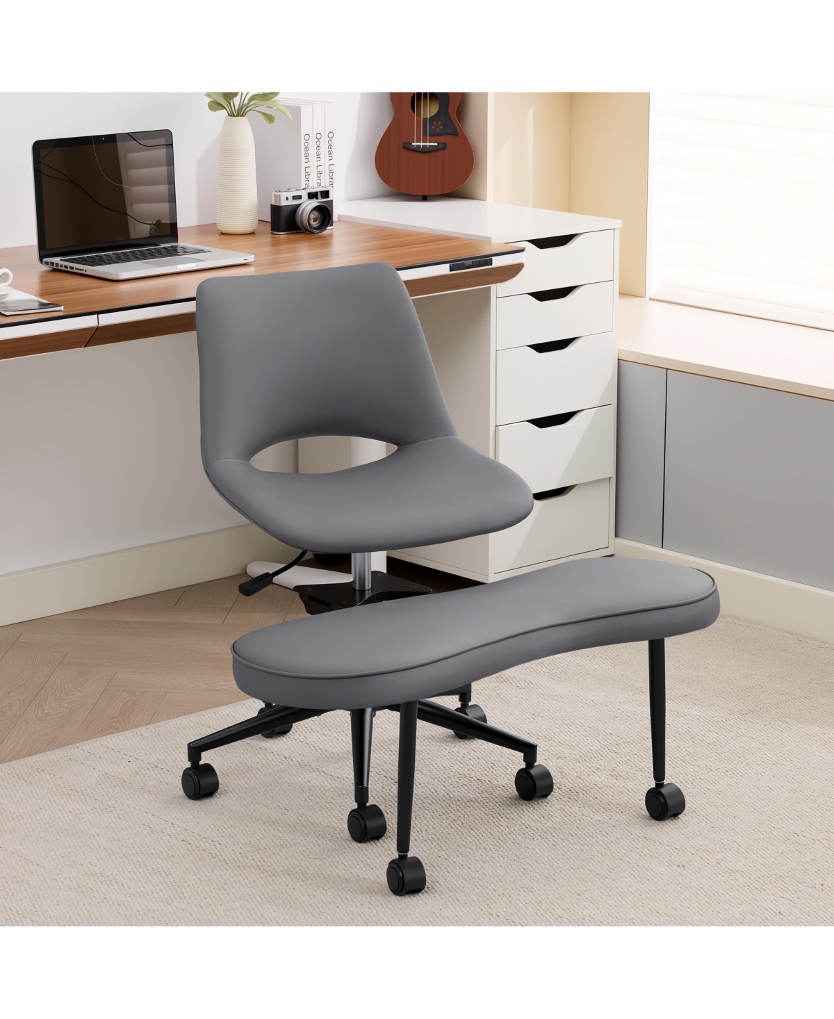Office Chair, Ergonomic Criss Cross Legged Swivel Chair for Home Office | Meditation Kneeling Chair with Wheels, Lumbar Support for Study Yoga Office Chair, Ergonomic Criss Cross Legged Swivel Chair for Home Office | Meditation Kneeling Chair with Wheels, Lumbar Support for Study Yoga